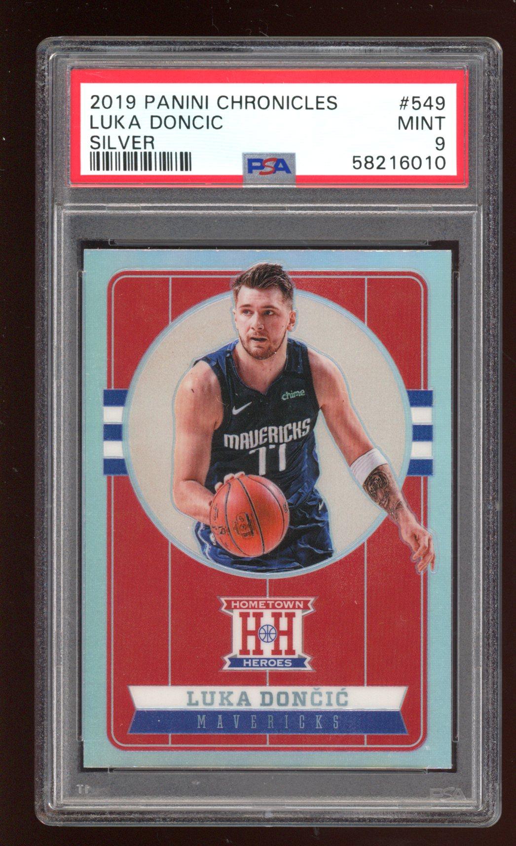 Luka Doncic 2019-20 Panini Chronicles Silver / Hometown Heroes Optic #549 (PSA 9) at PristineAuction.com Luka Doncic 2019-20 Panini Chronicles Silver / Hometown Heroes Optic #549 (PSA 9) at PristineAuction.com