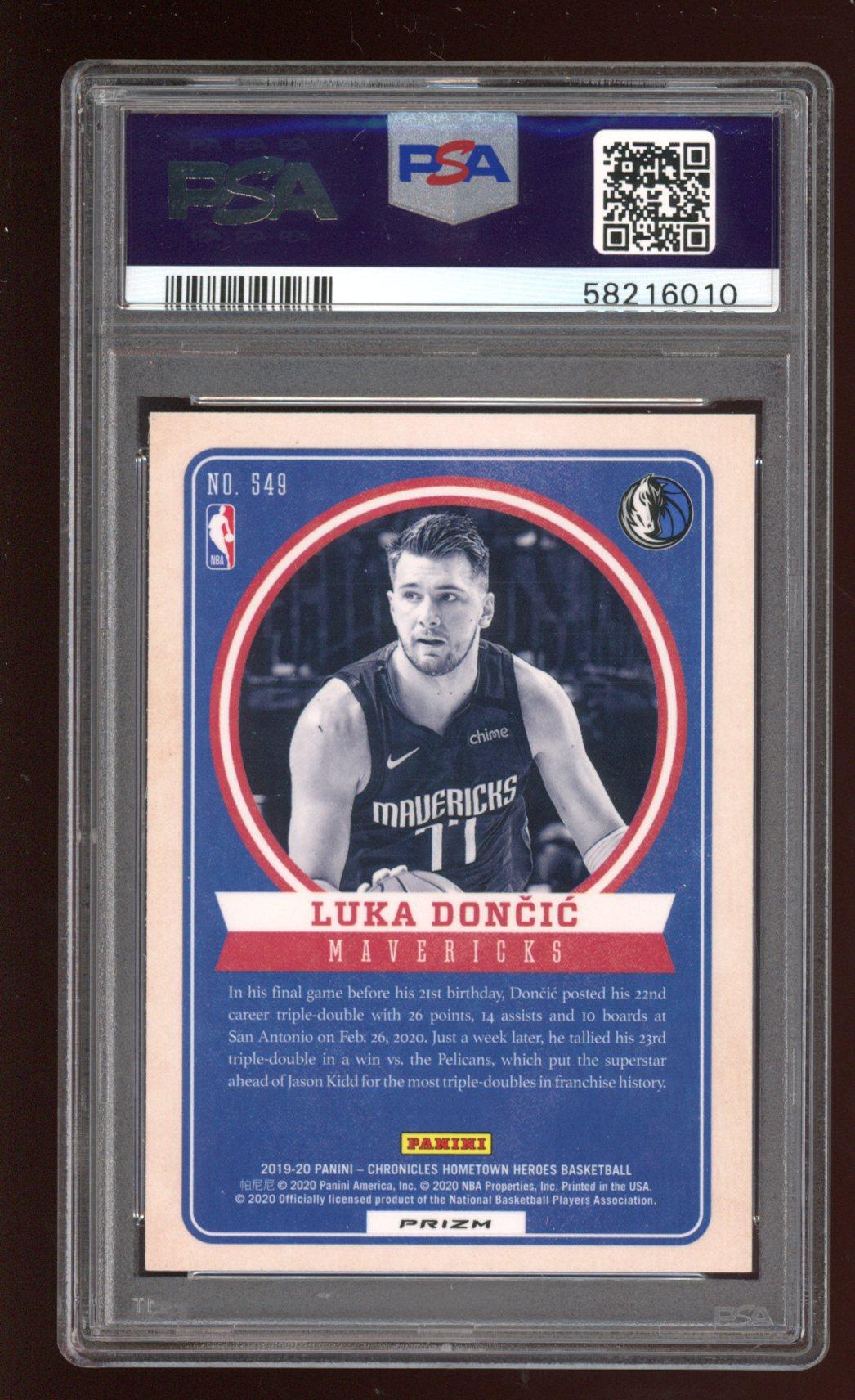 Luka Doncic 2019-20 Panini Chronicles Silver / Hometown Heroes Optic #549 (PSA 9) at PristineAuction.com Luka Doncic 2019-20 Panini Chronicles Silver / Hometown Heroes Optic #549 (PSA 9) at PristineAuction.com