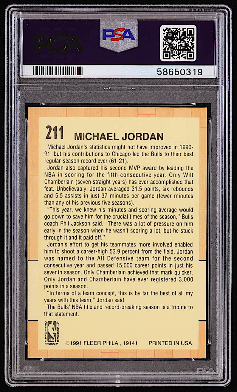 Michael Jordan 1991-92 Fleer #211 AS (PSA 9) at PristineAuction.com Michael Jordan 1991-92 Fleer #211 AS (PSA 9) at PristineAuction.com