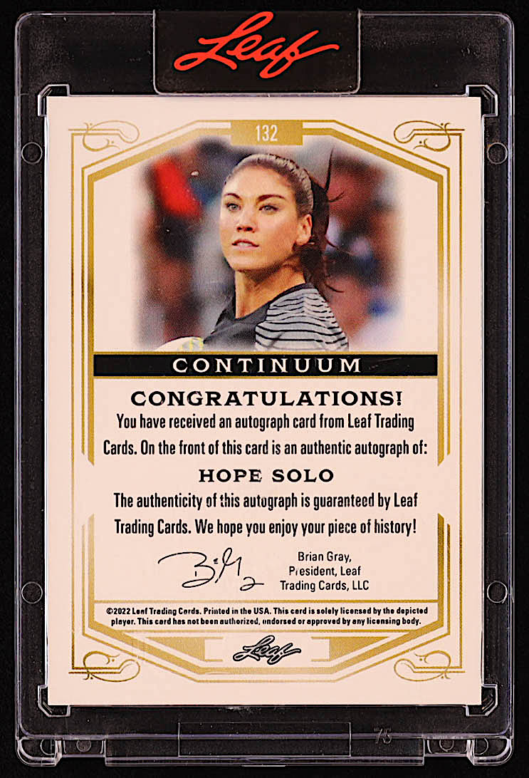 Hope Solo 2022 Leaf Continuum Gold #132 #03/85 at PristineAuction.com Hope Solo 2022 Leaf Continuum Gold #132 #03/85 at PristineAuction.com