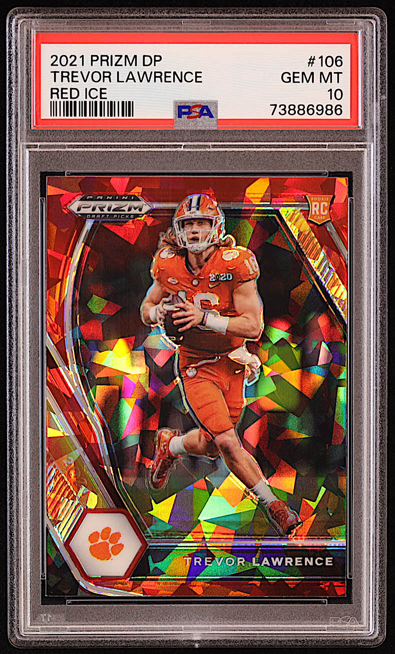 Trevor Lawrence 2021 Panini Prizm Draft Picks Prizms Red Ice #106 RC (PSA 10) at PristineAuction.com Trevor Lawrence 2021 Panini Prizm Draft Picks Prizms Red Ice #106 RC (PSA 10) at PristineAuction.com