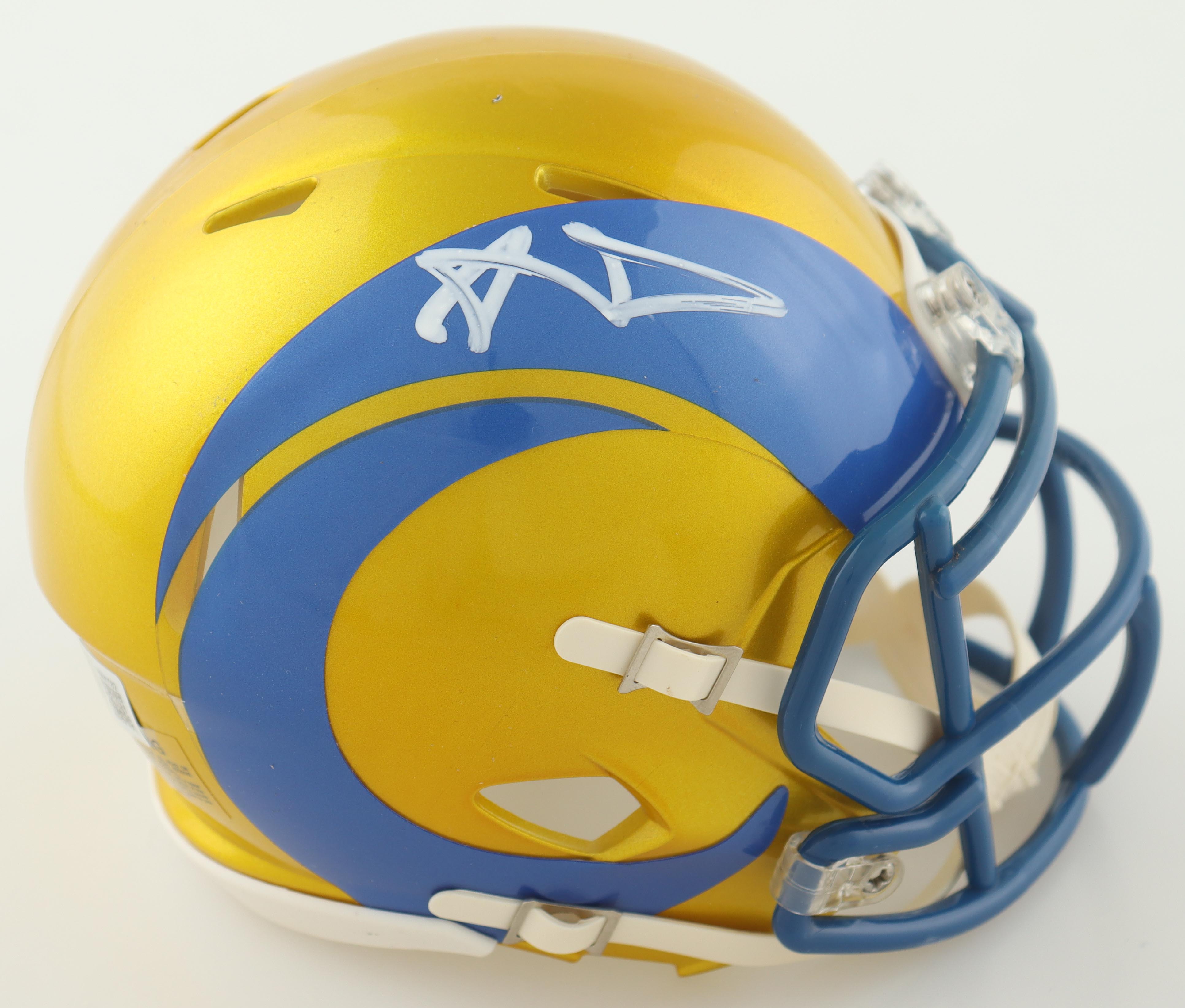 Aaron Donald Signed Rams Flash Alternate Speed Mini Helmet (Beckett) at PristineAuction.com Aaron Donald Signed Rams Flash Alternate Speed Mini Helmet (Beckett) at PristineAuction.com