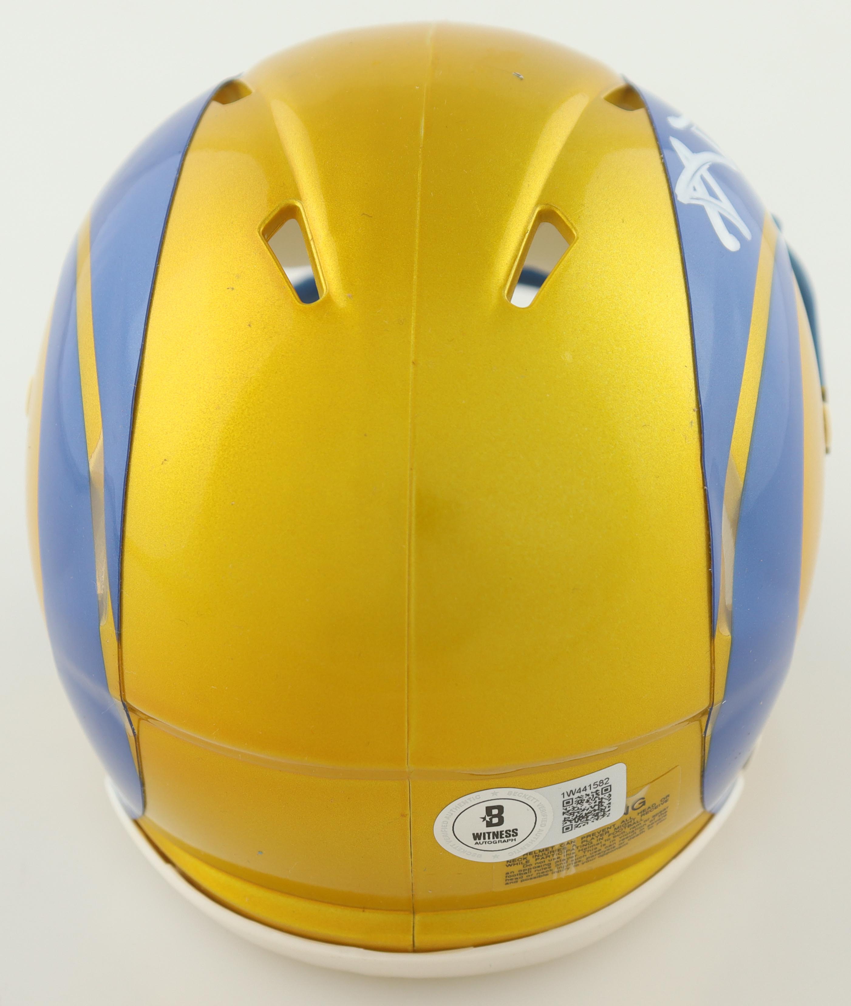 Aaron Donald Signed Rams Flash Alternate Speed Mini Helmet (Beckett) at PristineAuction.com Aaron Donald Signed Rams Flash Alternate Speed Mini Helmet (Beckett) at PristineAuction.com