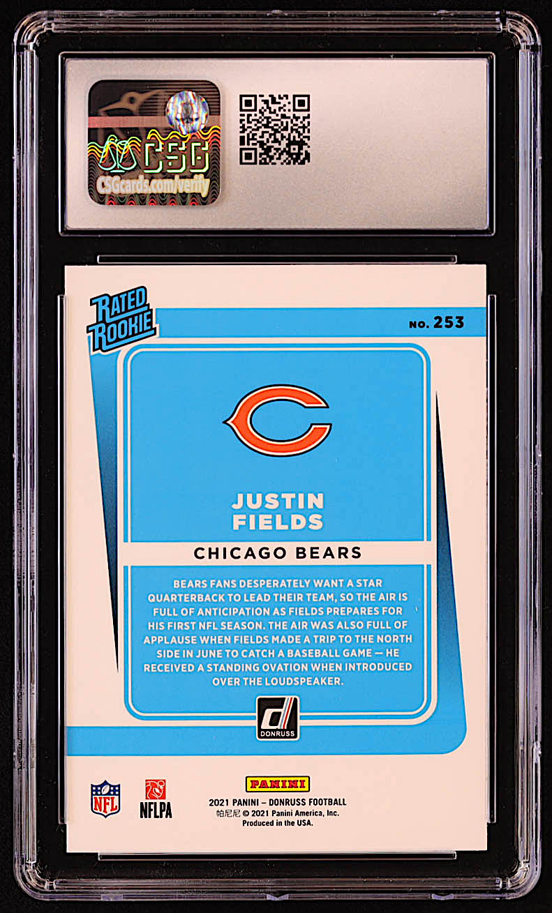 Justin Fields 2021 Donruss #253 RR RC (CSG 10) at PristineAuction.com Justin Fields 2021 Donruss #253 RR RC (CSG 10) at PristineAuction.com