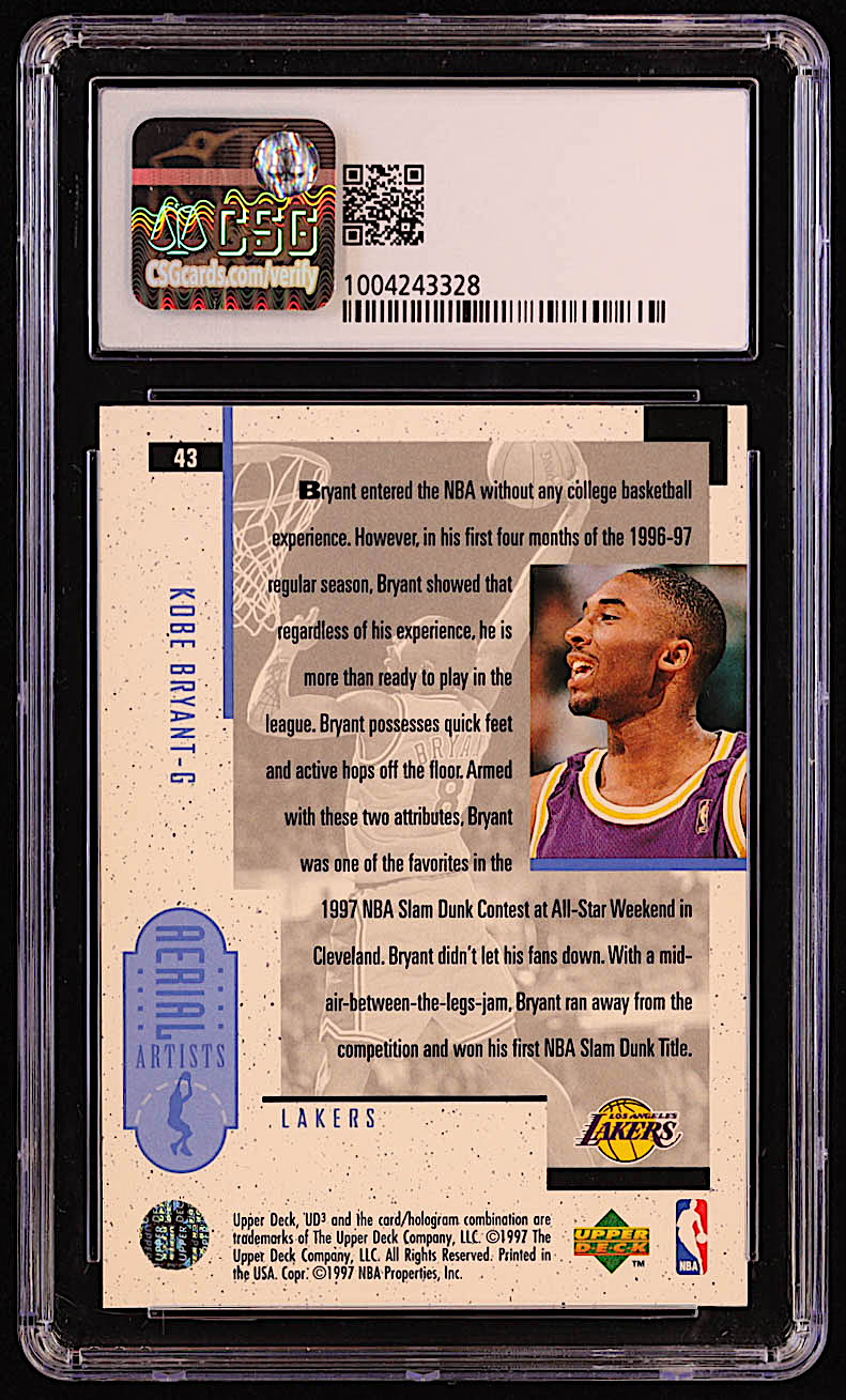 Kobe Bryant 1996-97 UD3 #43 RC (CSG 9) at PristineAuction.com Kobe Bryant 1996-97 UD3 #43 RC (CSG 9) at PristineAuction.com