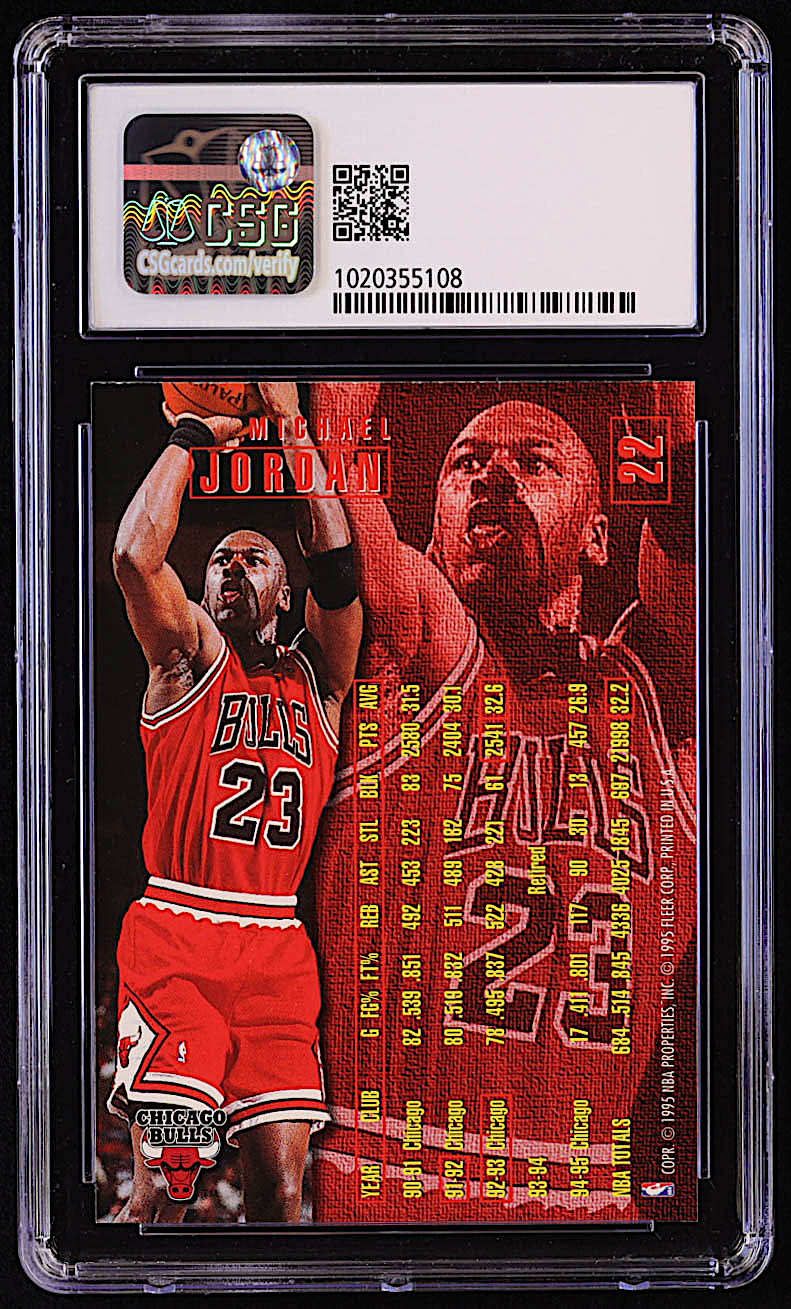 Michael Jordan 1995-96 Fleer #22 (CSG 9) at PristineAuction.com Michael Jordan 1995-96 Fleer #22 (CSG 9) at PristineAuction.com