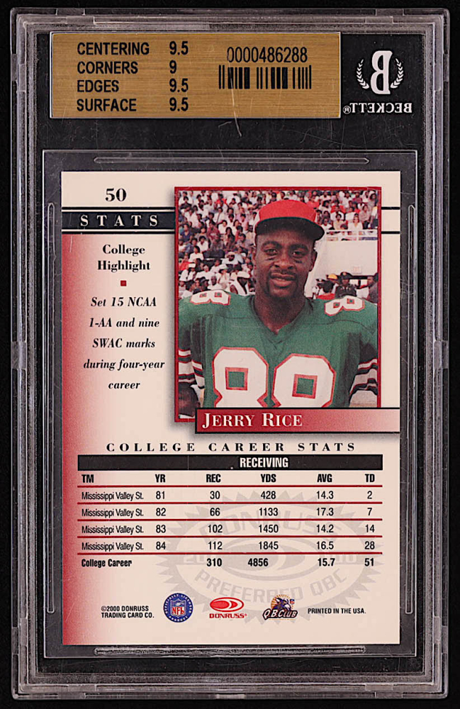 Jerry Rice 2000 Donruss Preferred #50 C (BGS 9.5) | Pristine Auction