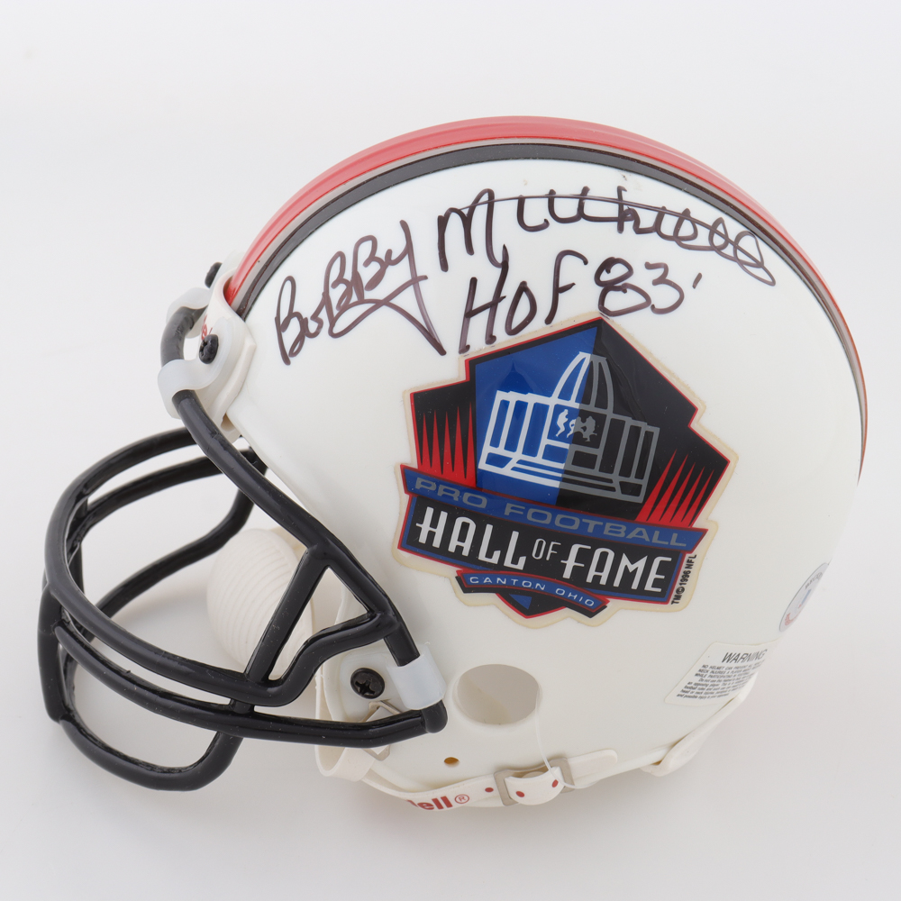 Bobby Mitchell Signed Hall of Fame Logo Speed Mini Helmet Inscribed "HOF '83" (Beckett) at PristineAuction.com Bobby Mitchell Signed Hall of Fame Logo Speed Mini Helmet Inscribed "HOF '83" (Beckett) at PristineAuction.com