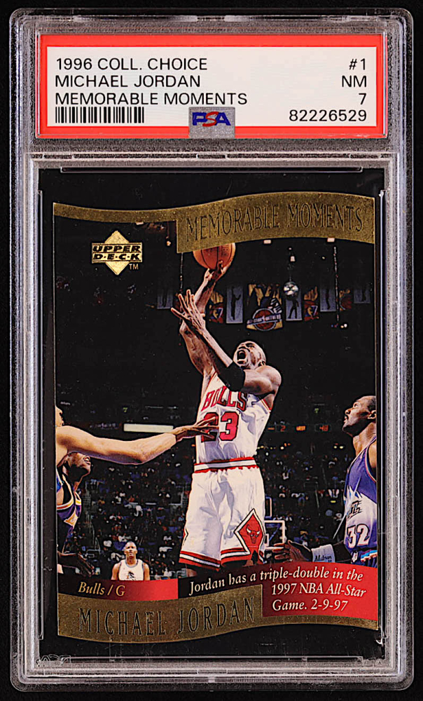 Michael Jordan 199697 Collector's Choice Memorable Moments 1 (PSA 7