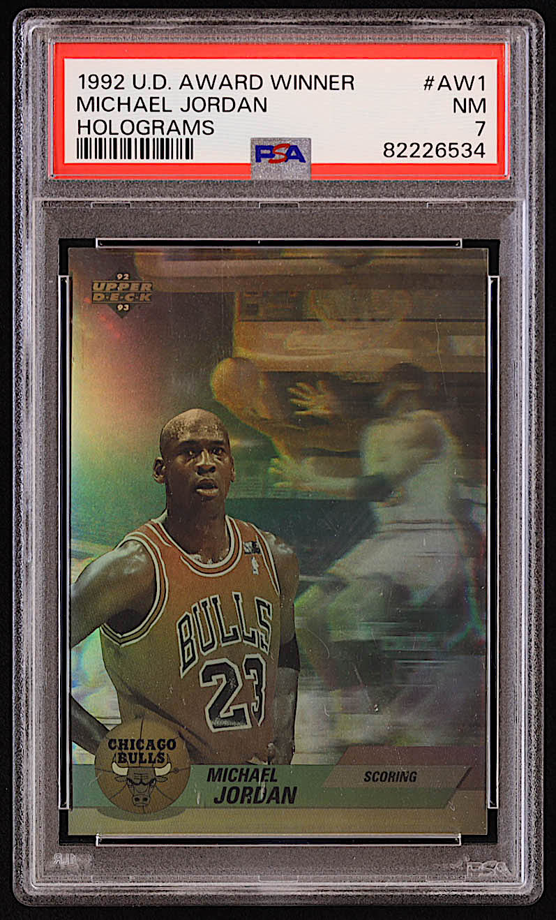 Michael Jordan 1992-93 Upper Deck Award Winner Holograms #AW1 / Scoring (PSA 7) at PristineAuction.com Michael Jordan 1992-93 Upper Deck Award Winner Holograms #AW1 / Scoring (PSA 7) at PristineAuction.com