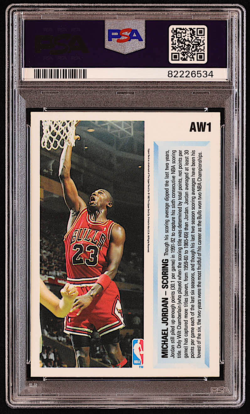 Michael Jordan 1992-93 Upper Deck Award Winner Holograms #AW1 / Scoring (PSA 7) at PristineAuction.com Michael Jordan 1992-93 Upper Deck Award Winner Holograms #AW1 / Scoring (PSA 7) at PristineAuction.com