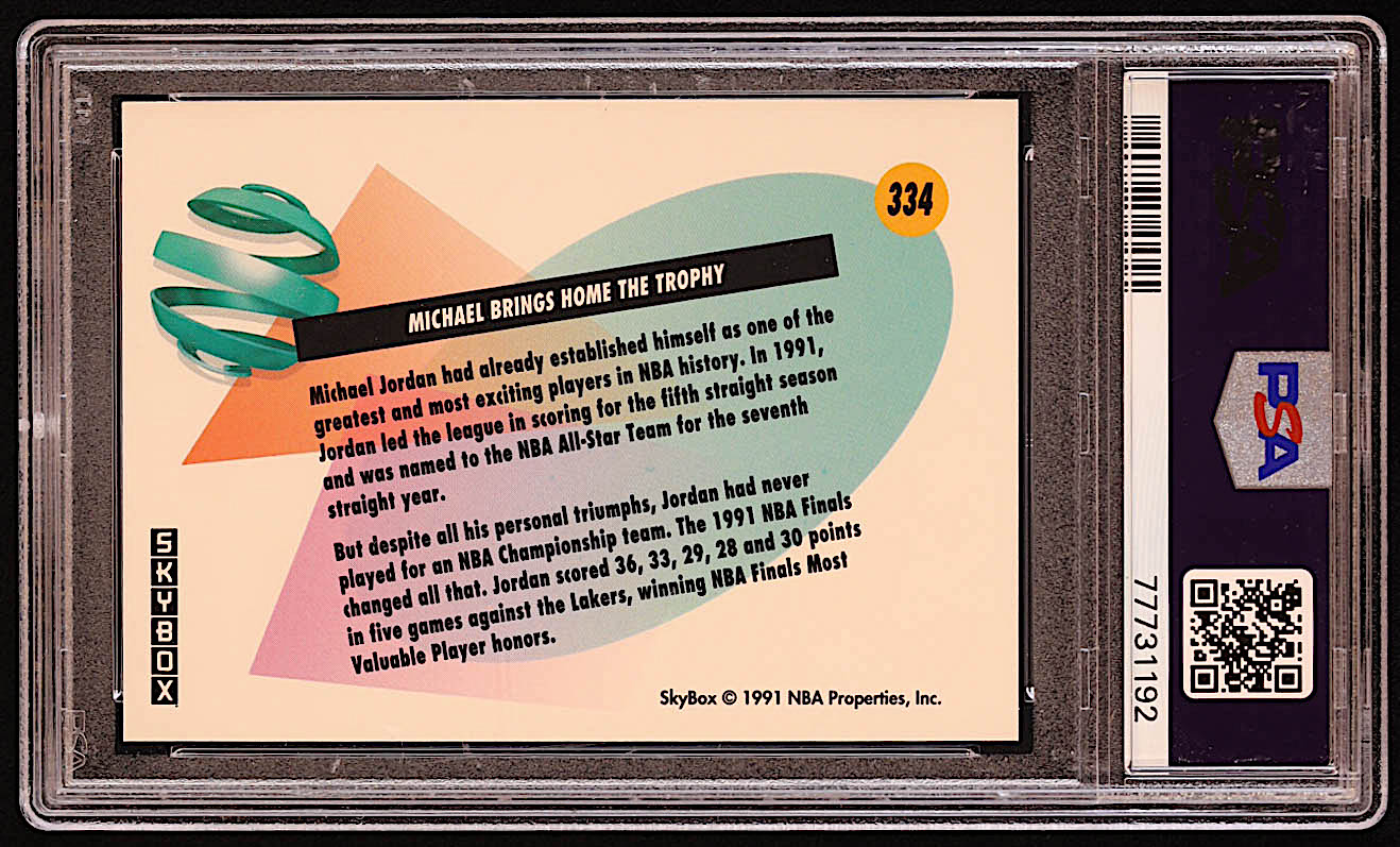 Michael Jordan 1991-92 SkyBox #334 FIN (PSA 9) at PristineAuction.com Michael Jordan 1991-92 SkyBox #334 FIN (PSA 9) at PristineAuction.com