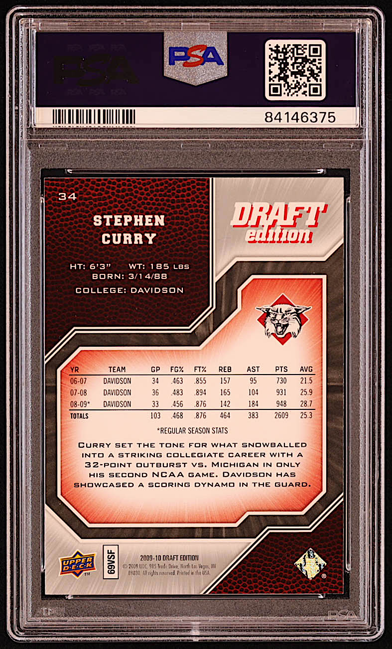 Stephen Curry 2009-10 Upper Deck Draft Edition #34 SP RC (PSA 9) at PristineAuction.com Stephen Curry 2009-10 Upper Deck Draft Edition #34 SP RC (PSA 9) at PristineAuction.com