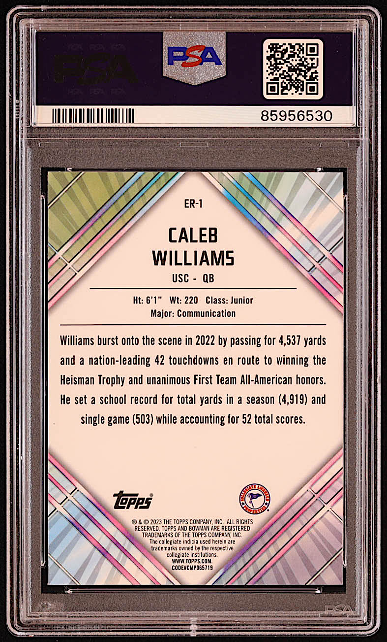 Caleb Williams 2023 Bowman Chrome University Unexpected Delights Early Risers #ER1 RC (PSA 10) at PristineAuction.com Caleb Williams 2023 Bowman Chrome University Unexpected Delights Early Risers #ER1 RC (PSA 10) at PristineAuction.com