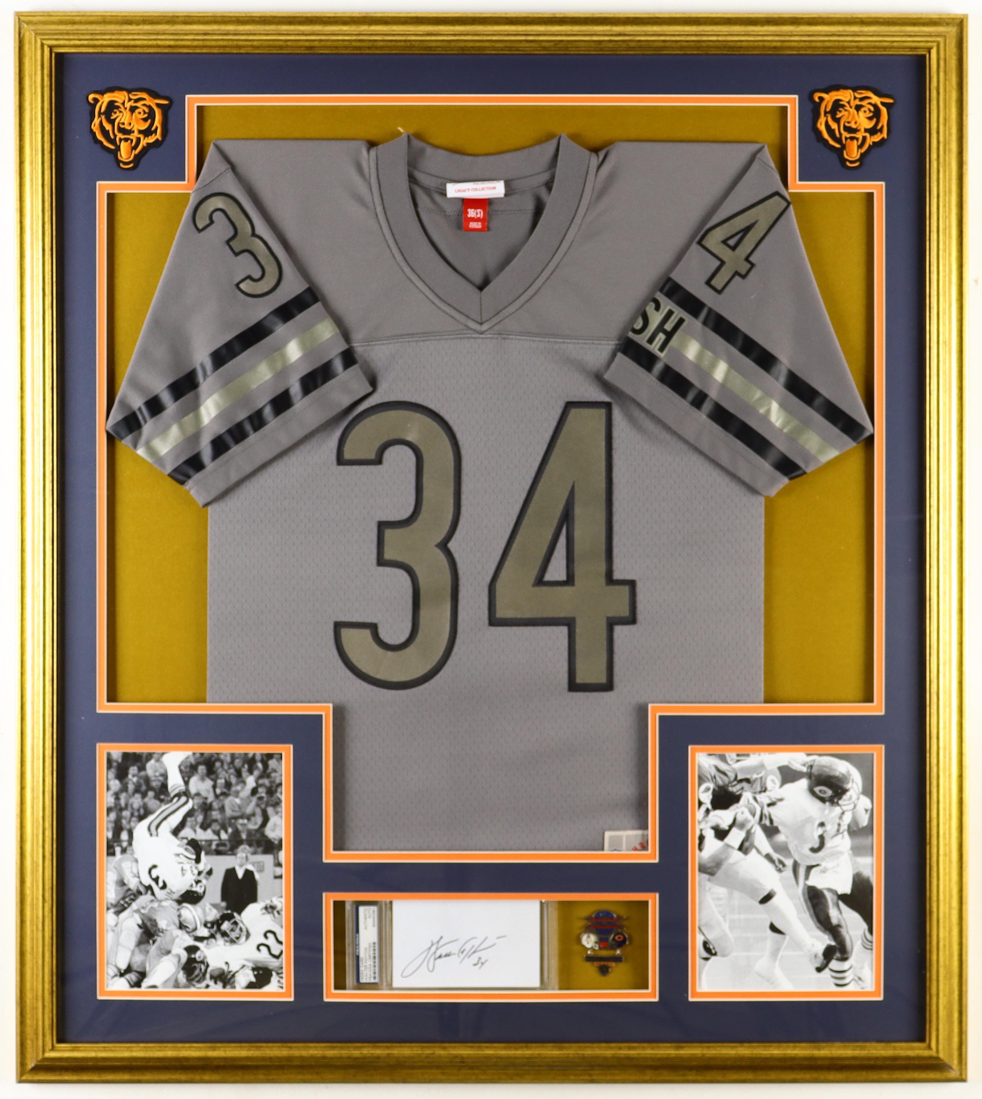 Walter Payton Signed Bears Custom Framed Cut Display with Jersey & Super Bowl XX Pin (PSA) at PristineAuction.com Walter Payton Signed Bears Custom Framed Cut Display with Jersey & Super Bowl XX Pin (PSA) at PristineAuction.com