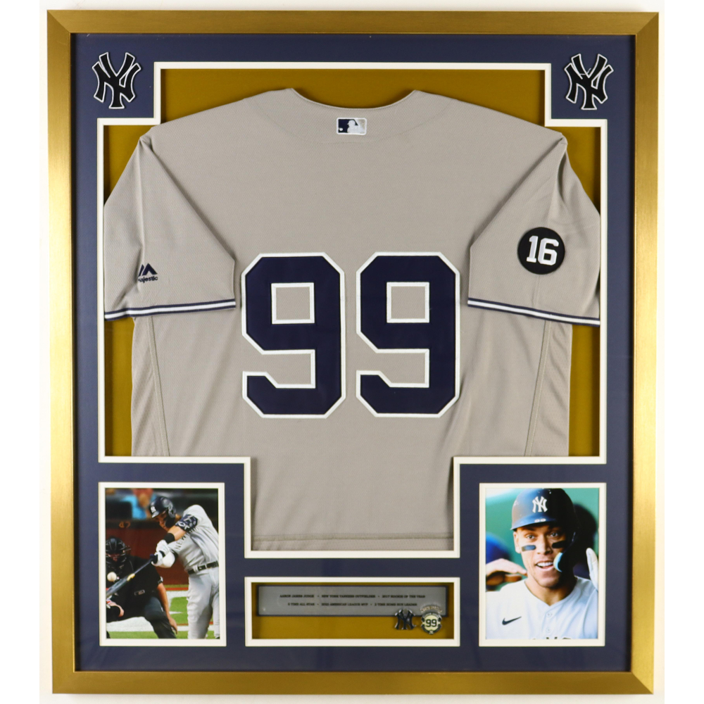 Aaron Judge Custom Framed Yankees Jersey with Yankees & Judge Pin
