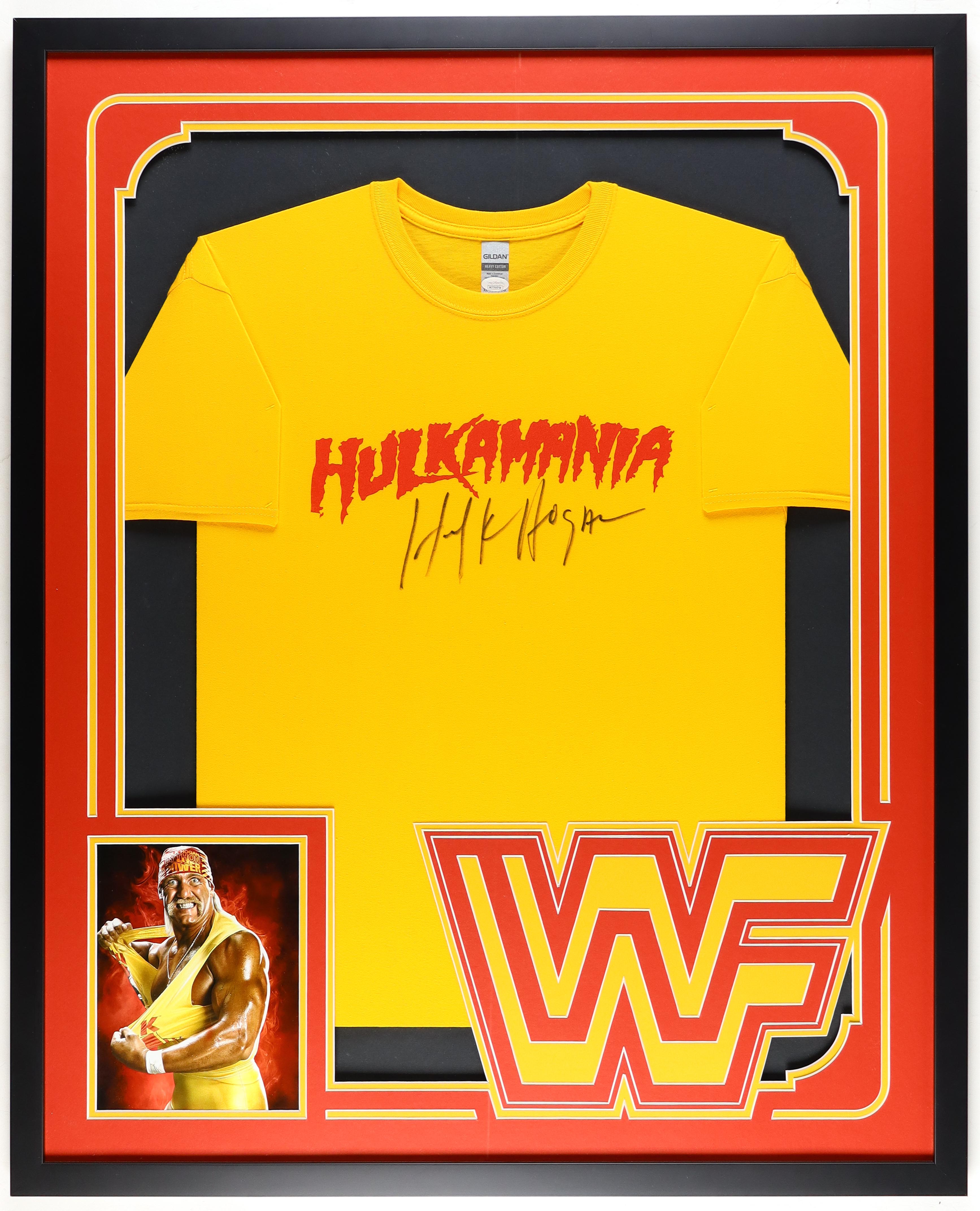 Hulk Hogan Signed Custom Framed "Hulkmania" T-Shirt (JSA) at PristineAuction.com Hulk Hogan Signed Custom Framed "Hulkmania" T-Shirt (JSA) at PristineAuction.com