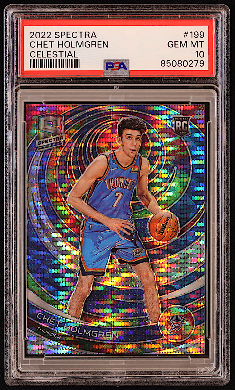 Chet Holmgren 2022-23 Panini Spectra Celestial #199 #032/149 RC (PSA 10) at PristineAuction.com Chet Holmgren 2022-23 Panini Spectra Celestial #199 #032/149 RC (PSA 10) at PristineAuction.com