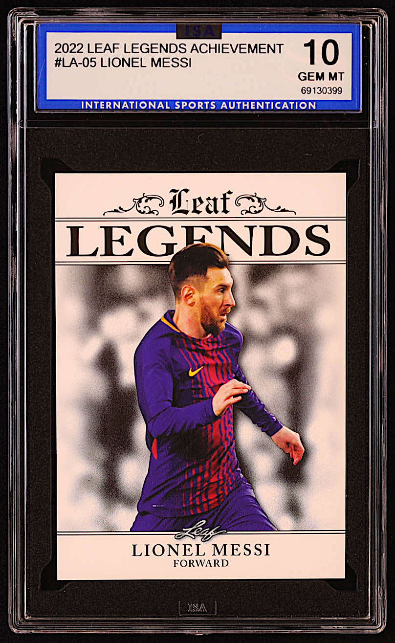 Lionel Messi 2022 Leaf Legends Achievement #LA05 (ISA 10) at PristineAuction.com Lionel Messi 2022 Leaf Legends Achievement #LA05 (ISA 10) at PristineAuction.com