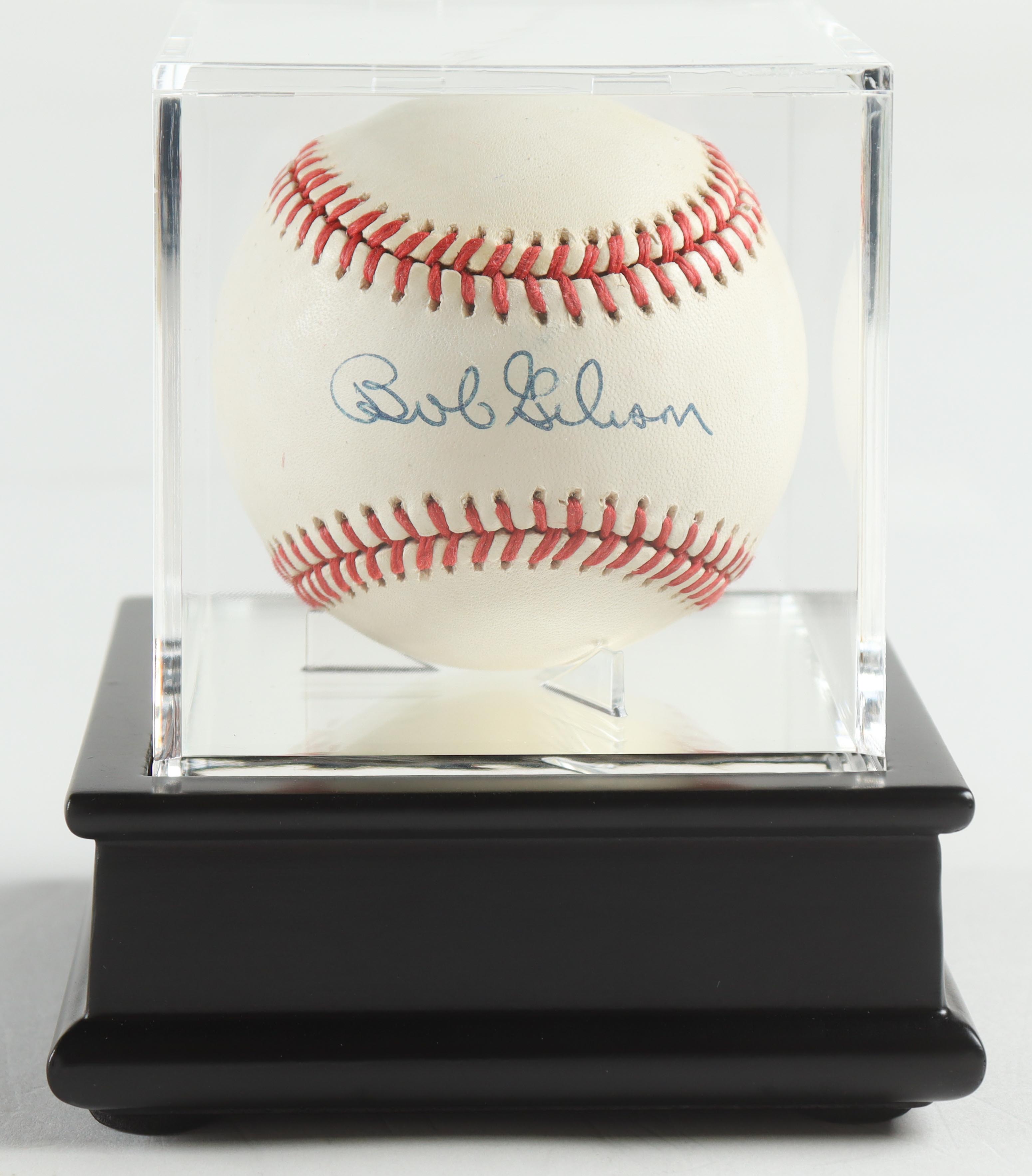 Bob GIbson Signed ONL Baseball in All-Wood Display Case (PSA) at PristineAuction.com Bob GIbson Signed ONL Baseball in All-Wood Display Case (PSA) at PristineAuction.com