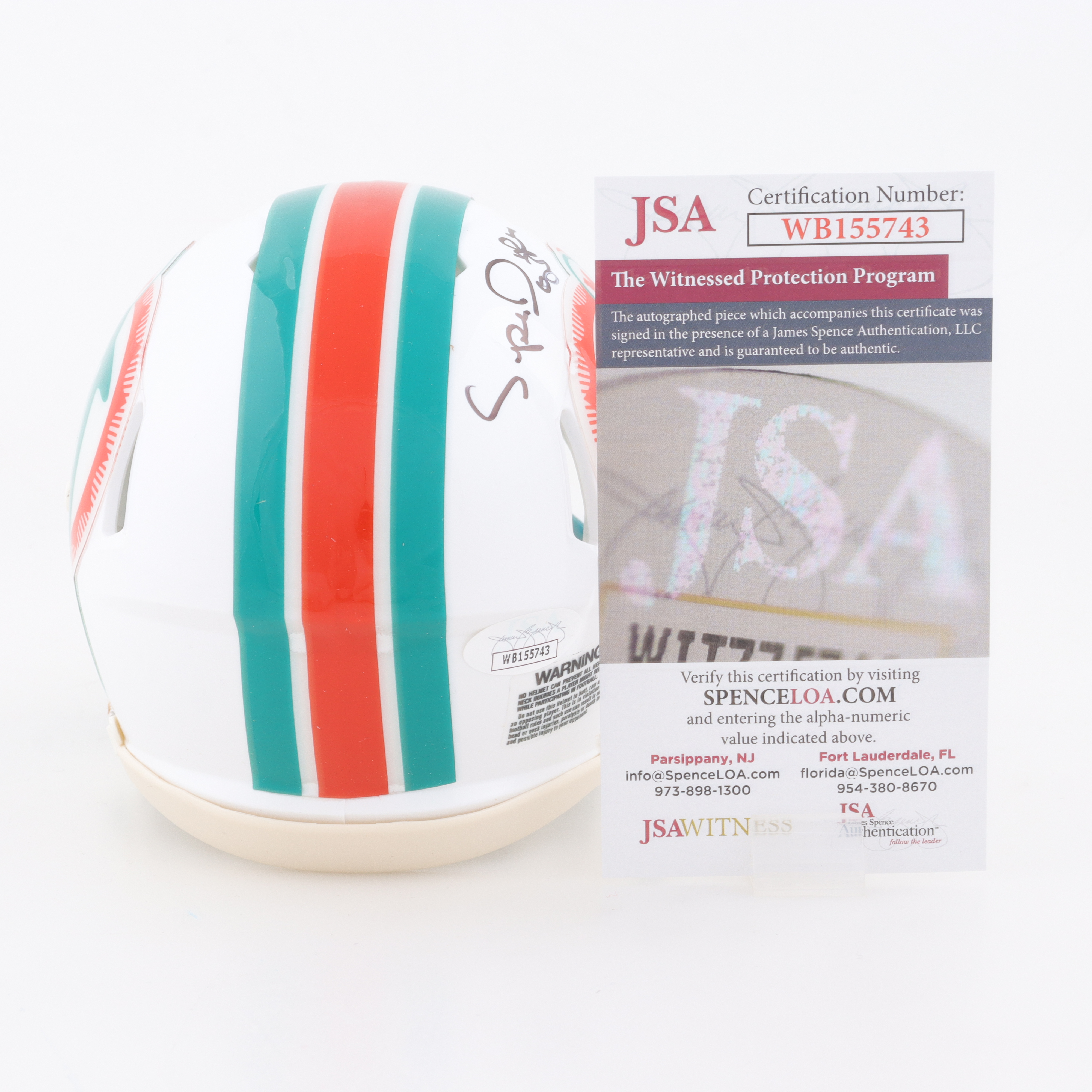 Mark Clayton & Mark "Super" Duper Signed Dolphins Speed Mini Helmet (JSA) at PristineAuction.com Mark Clayton & Mark "Super" Duper Signed Dolphins Speed Mini Helmet (JSA) at PristineAuction.com