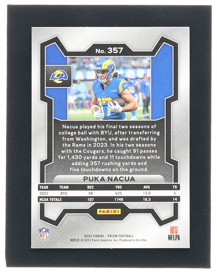 Puka Nacua 2023 Panini Prizm #357 RC at PristineAuction.com Puka Nacua 2023 Panini Prizm #357 RC at PristineAuction.com