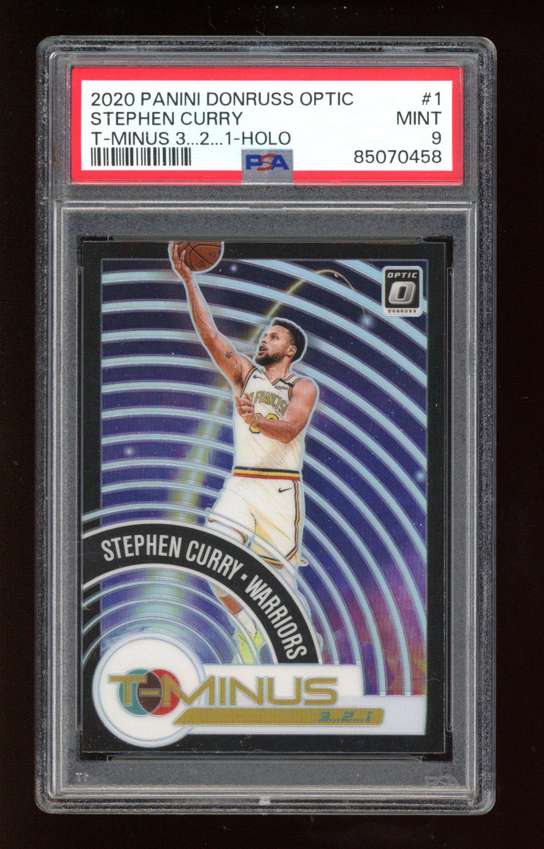Stephen Curry 2020-21 Donruss Optic T-Minus 3 2 1 Holo #1 (PSA 9) at PristineAuction.com Stephen Curry 2020-21 Donruss Optic T-Minus 3 2 1 Holo #1 (PSA 9) at PristineAuction.com