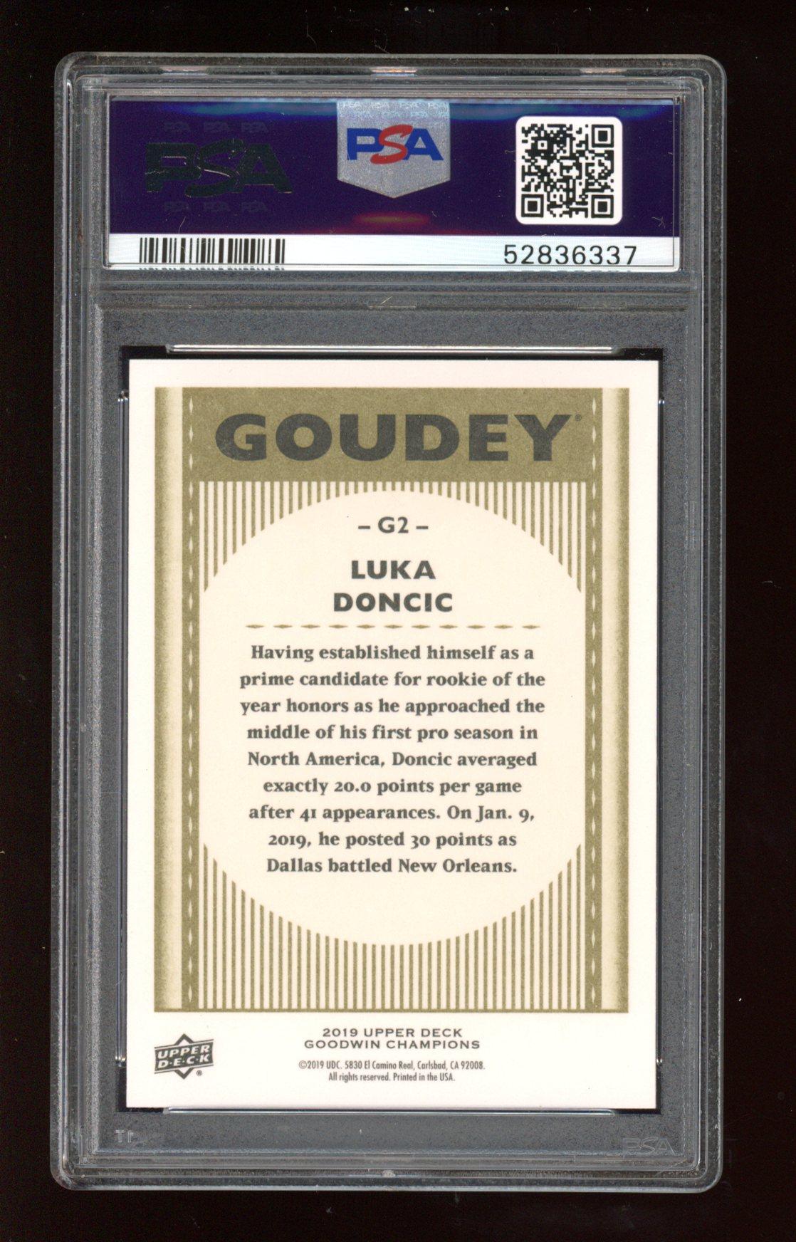 Luka Doncic 2019 Upper Deck Goodwin Champions Goudey #G2 (PSA 10) at PristineAuction.com Luka Doncic 2019 Upper Deck Goodwin Champions Goudey #G2 (PSA 10) at PristineAuction.com
