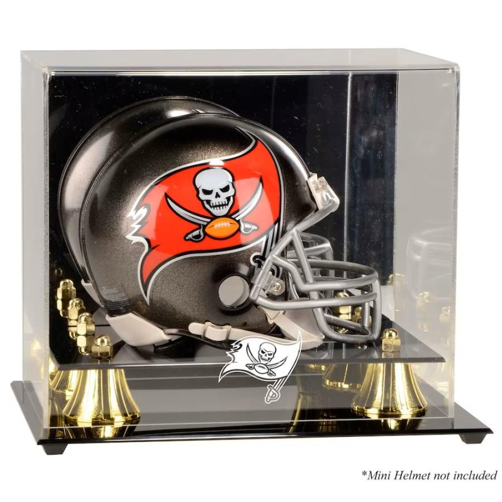 Buccaneers Logo Mini Helmet Base & Gold Risers Base Mirrored Display ...