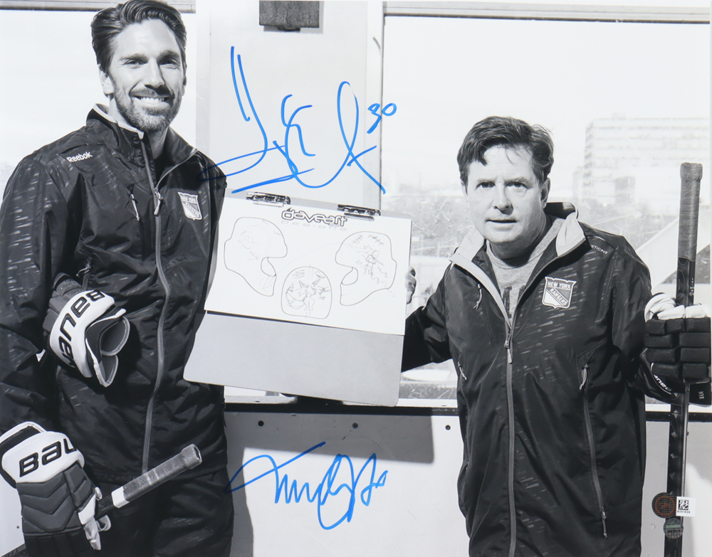 Henrik Lundqvist & Michael J. Fox Signed 11x14 Photo (Steiner) at PristineAuction.com Henrik Lundqvist & Michael J. Fox Signed 11x14 Photo (Steiner) at PristineAuction.com
