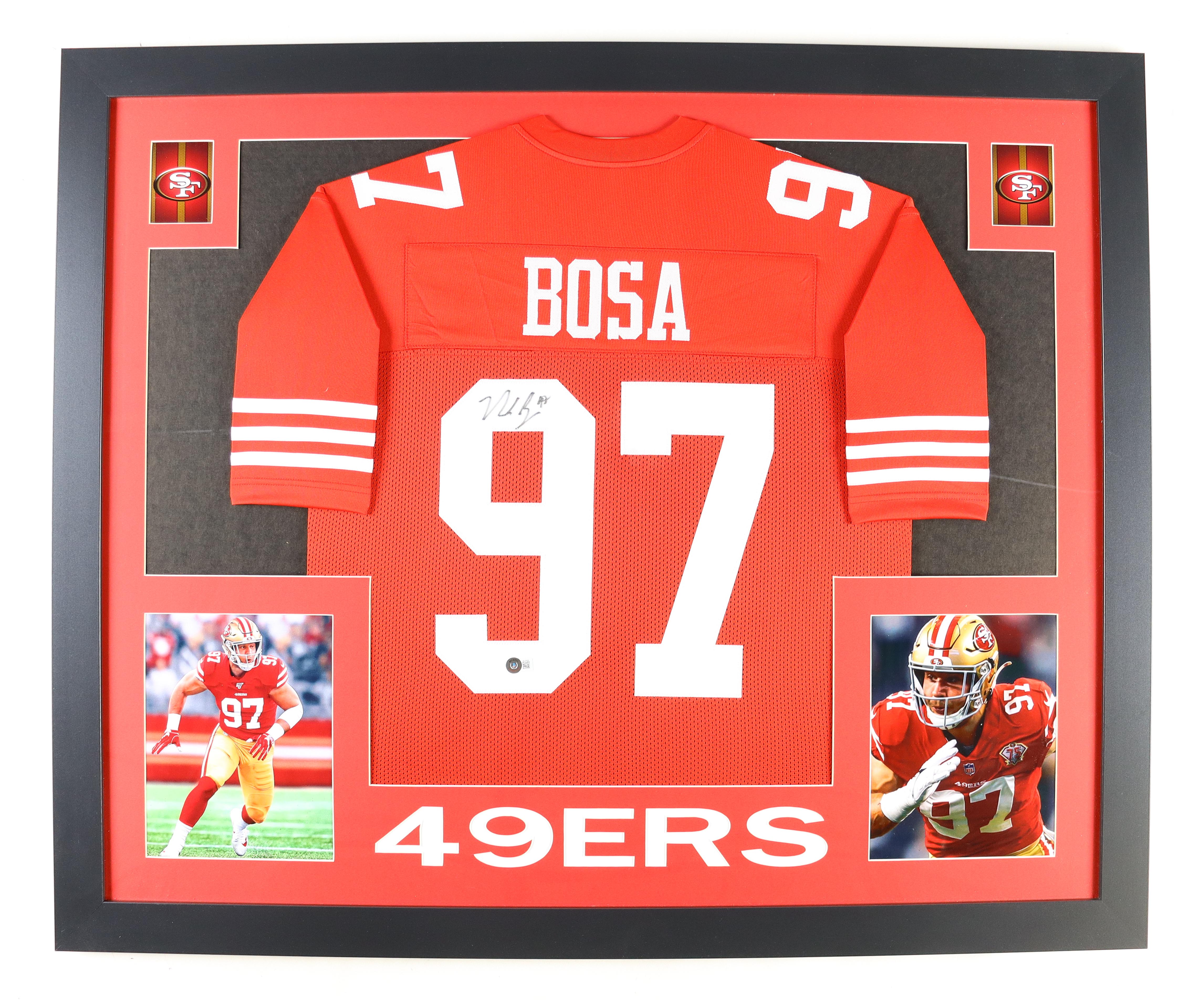 Nick Bosa Signed Custom Framed Jersey Display (Beckett) at PristineAuction.com Nick Bosa Signed Custom Framed Jersey Display (Beckett) at PristineAuction.com