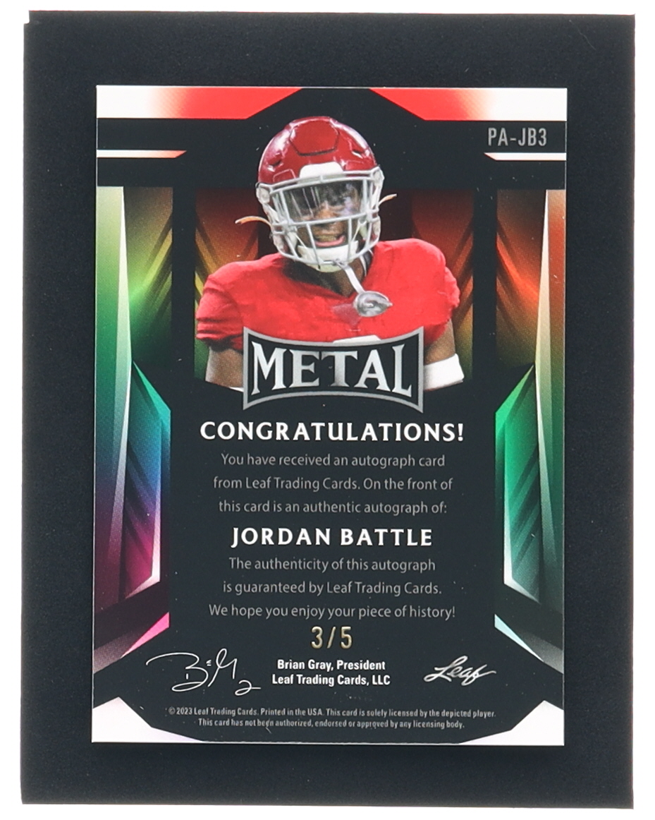 Jordan Battle 2023 Leaf Metal Portrait Autographs Wave Pink