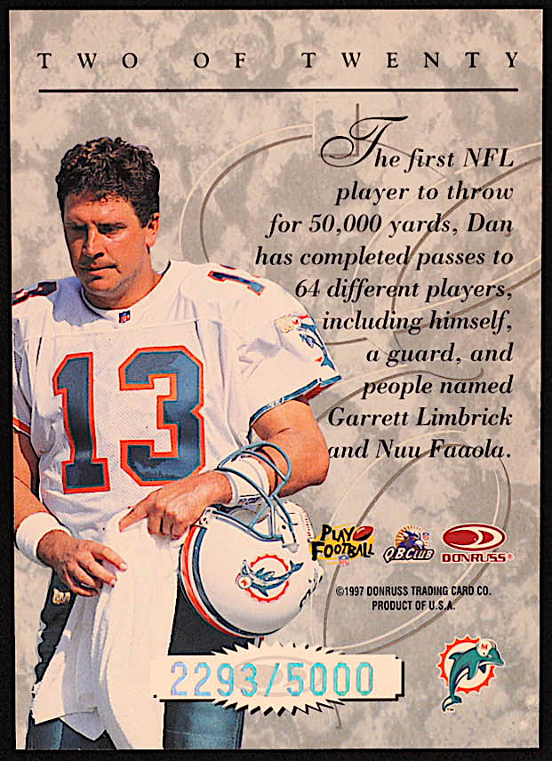 Dan Marino 1997 Donruss Elite #2 #2293/5000 at PristineAuction.com Dan Marino 1997 Donruss Elite #2 #2293/5000 at PristineAuction.com