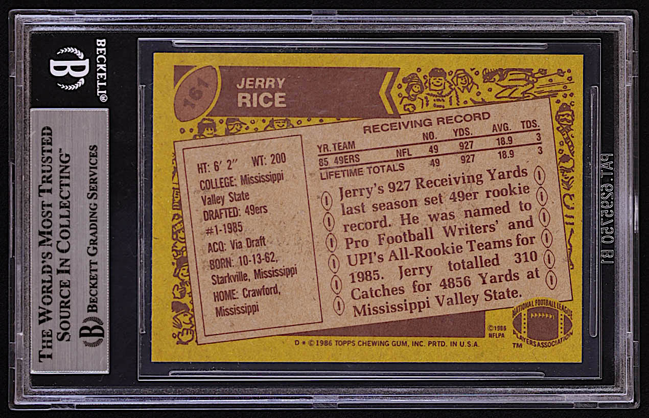 Jerry Rice 1986 Topps #161 RC (BGS 8) at PristineAuction.com Jerry Rice 1986 Topps #161 RC (BGS 8) at PristineAuction.com