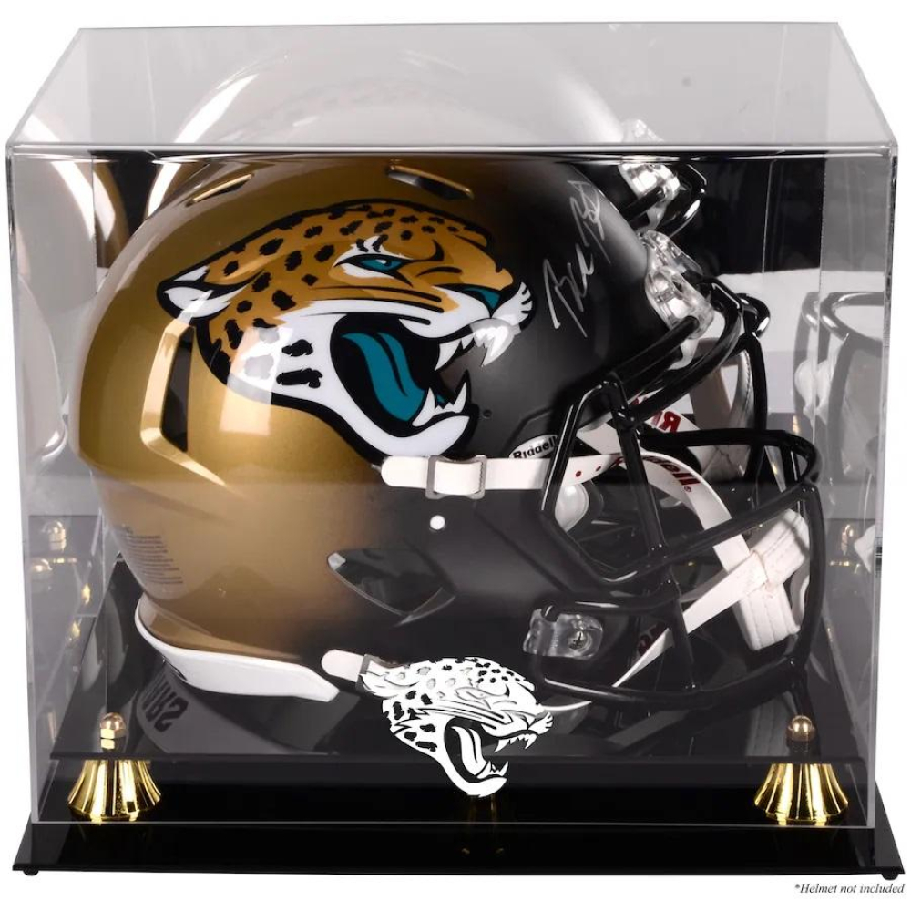 Jaguars Logo Full-Size Helmet Base & Gold Risers Base Mirrored Display ...