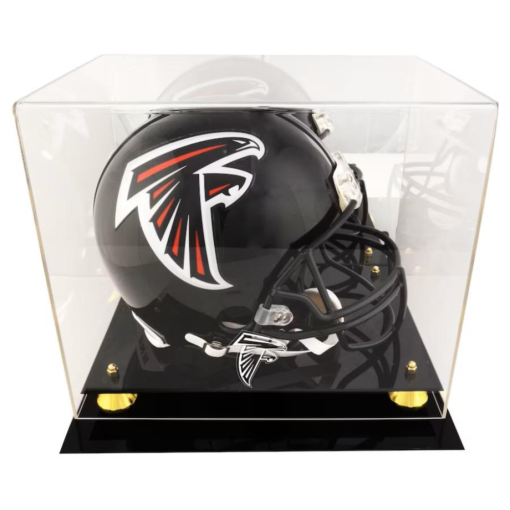 Falcons Logo Full-Size Helmet Base & Gold Risers Base Mirrored Display ...