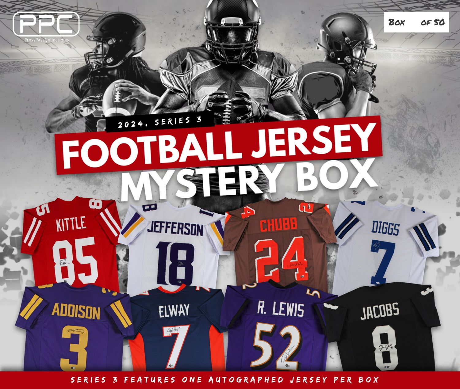 Press Pass Collectibles 2024 Football Jersey Mystery Box – Series 3 (Limited to 50) at PristineAuction.com Press Pass Collectibles 2024 Football Jersey Mystery Box – Series 3 (Limited to 50) at PristineAuction.com