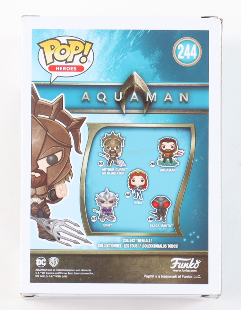 Jason Momoa Signed "Aquaman" #244 Arthur Curry as Gladiator Funko Pop! Vinyl Figure (PSA) at PristineAuction.com Jason Momoa Signed "Aquaman" #244 Arthur Curry as Gladiator Funko Pop! Vinyl Figure (PSA) at PristineAuction.com