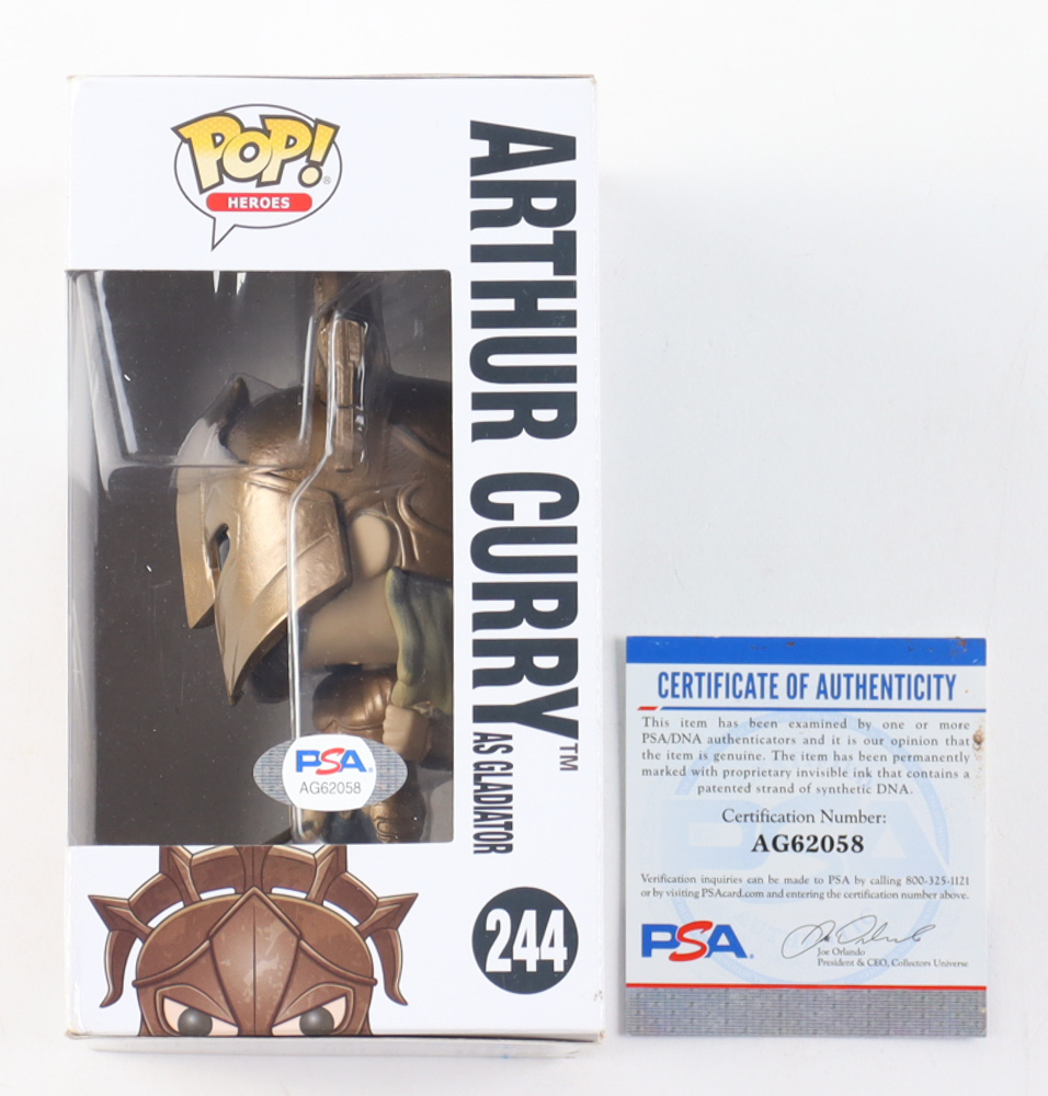 Jason Momoa Signed "Aquaman" #244 Arthur Curry as Gladiator Funko Pop! Vinyl Figure (PSA) at PristineAuction.com Jason Momoa Signed "Aquaman" #244 Arthur Curry as Gladiator Funko Pop! Vinyl Figure (PSA) at PristineAuction.com