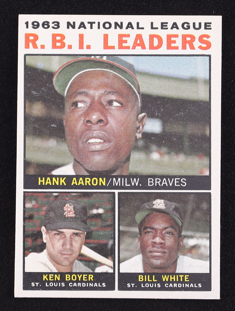 Hank Aaron / Ken Boyer / Bill White 1964 Topps #11 NL RBI Leaders at PristineAuction.com Hank Aaron / Ken Boyer / Bill White 1964 Topps #11 NL RBI Leaders at PristineAuction.com