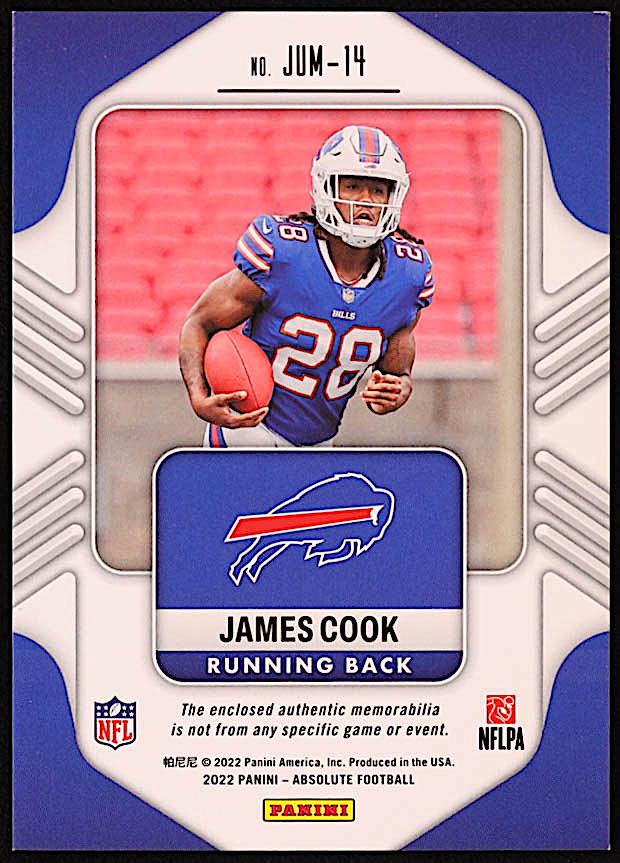 James Cook 2022 Absolute Jumbo Jersey Number #14 RC #30/49 at PristineAuction.com James Cook 2022 Absolute Jumbo Jersey Number #14 RC #30/49 at PristineAuction.com