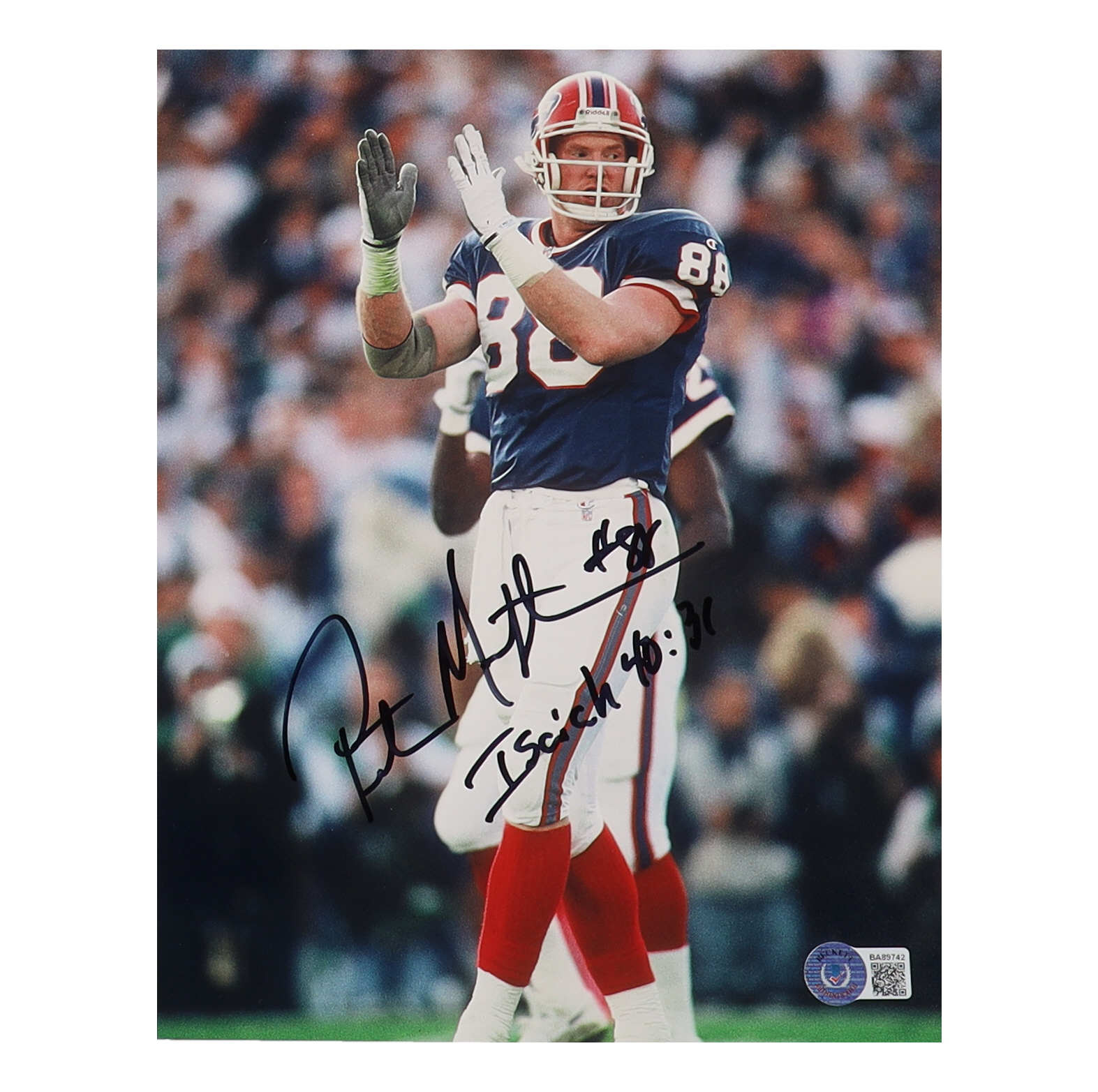Pete Metzelaars Signed Bills 8x10 Photo With Inscription (Beckett) at PristineAuction.com Pete Metzelaars Signed Bills 8x10 Photo With Inscription (Beckett) at PristineAuction.com