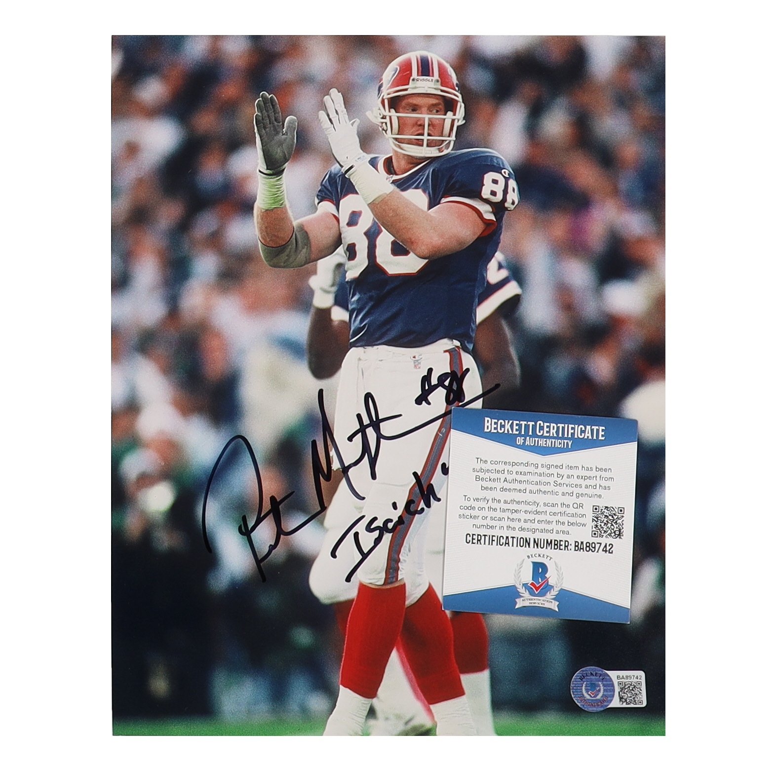 Pete Metzelaars Signed Bills 8x10 Photo With Inscription (Beckett) at PristineAuction.com Pete Metzelaars Signed Bills 8x10 Photo With Inscription (Beckett) at PristineAuction.com