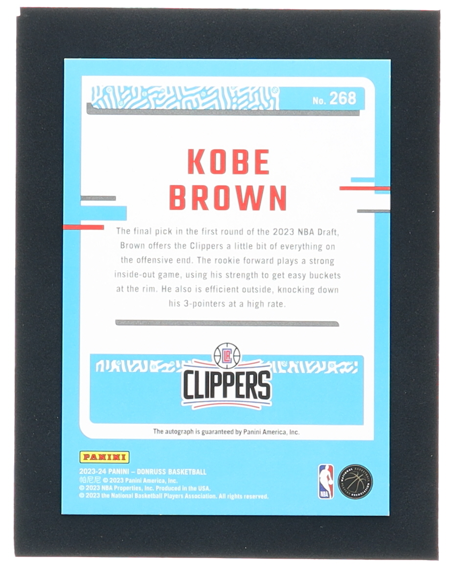 Kobe Brown 2023-24 Donruss Rated Rookies Signatures Holo Laser #268 #77/99 RC at PristineAuction.com Kobe Brown 2023-24 Donruss Rated Rookies Signatures Holo Laser #268 #77/99 RC at PristineAuction.com