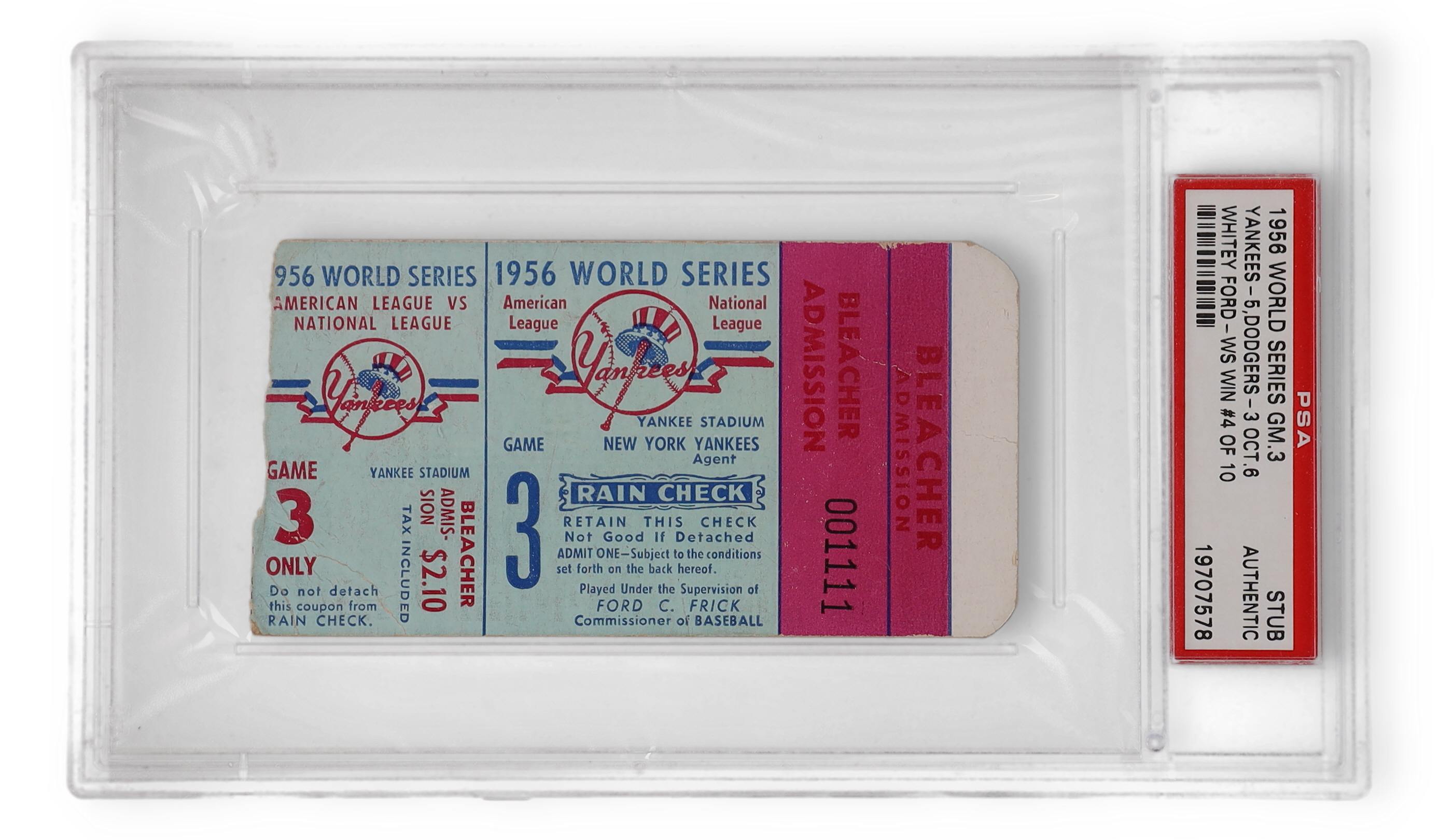 1956 World Series Game 3 Game Ticket (PSA) at PristineAuction.com 1956 World Series Game 3 Game Ticket (PSA) at PristineAuction.com