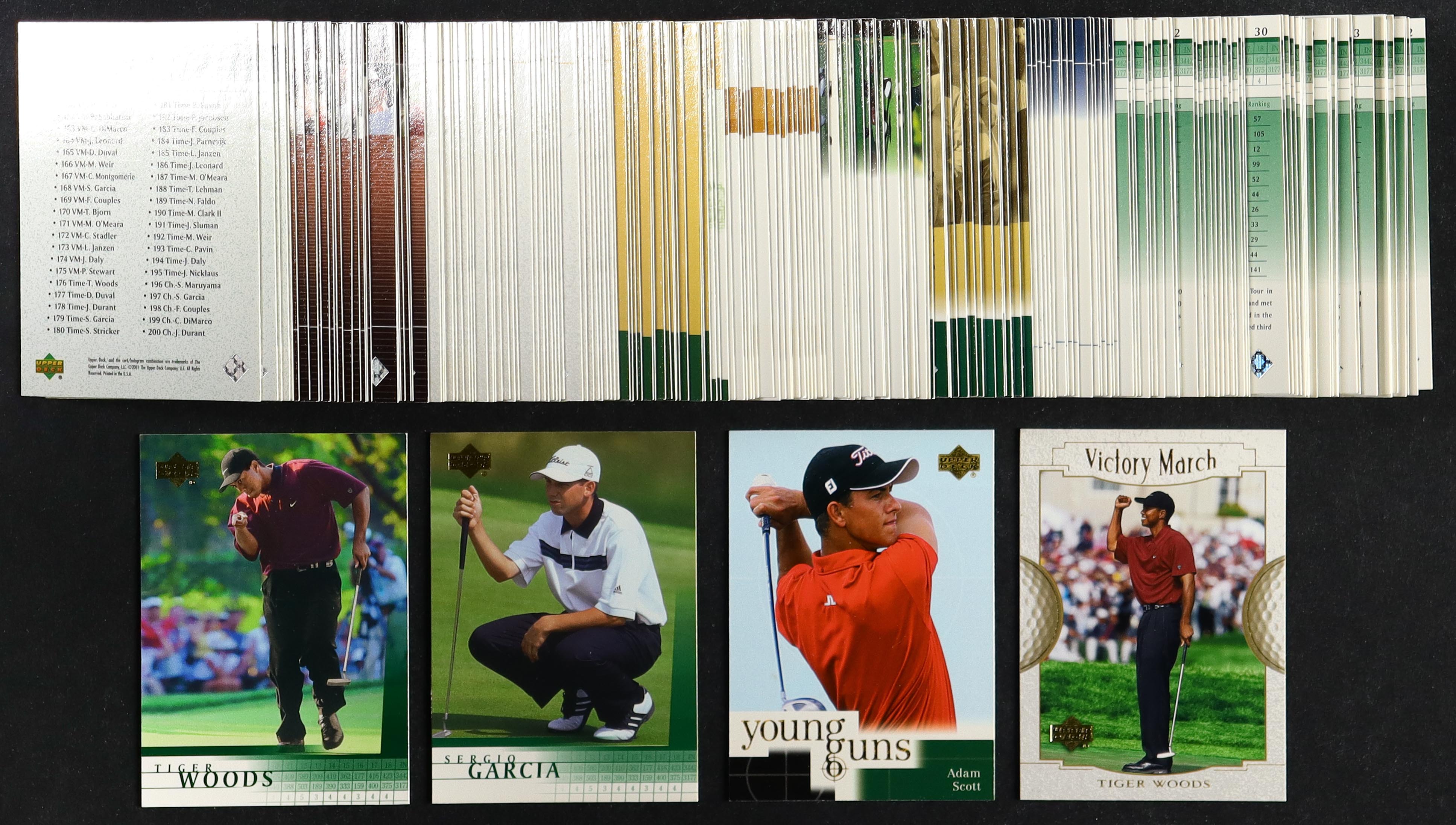 2001 Upper Deck Golf Complete Set of (200) Cards with Tiger Woods #1 RC, Tiger Woods #151 RC, Adam Scott #70, Sergio Garcia #3 at PristineAuction.com 2001 Upper Deck Golf Complete Set of (200) Cards with Tiger Woods #1 RC, Tiger Woods #151 RC, Adam Scott #70, Sergio Garcia #3 at PristineAuction.com