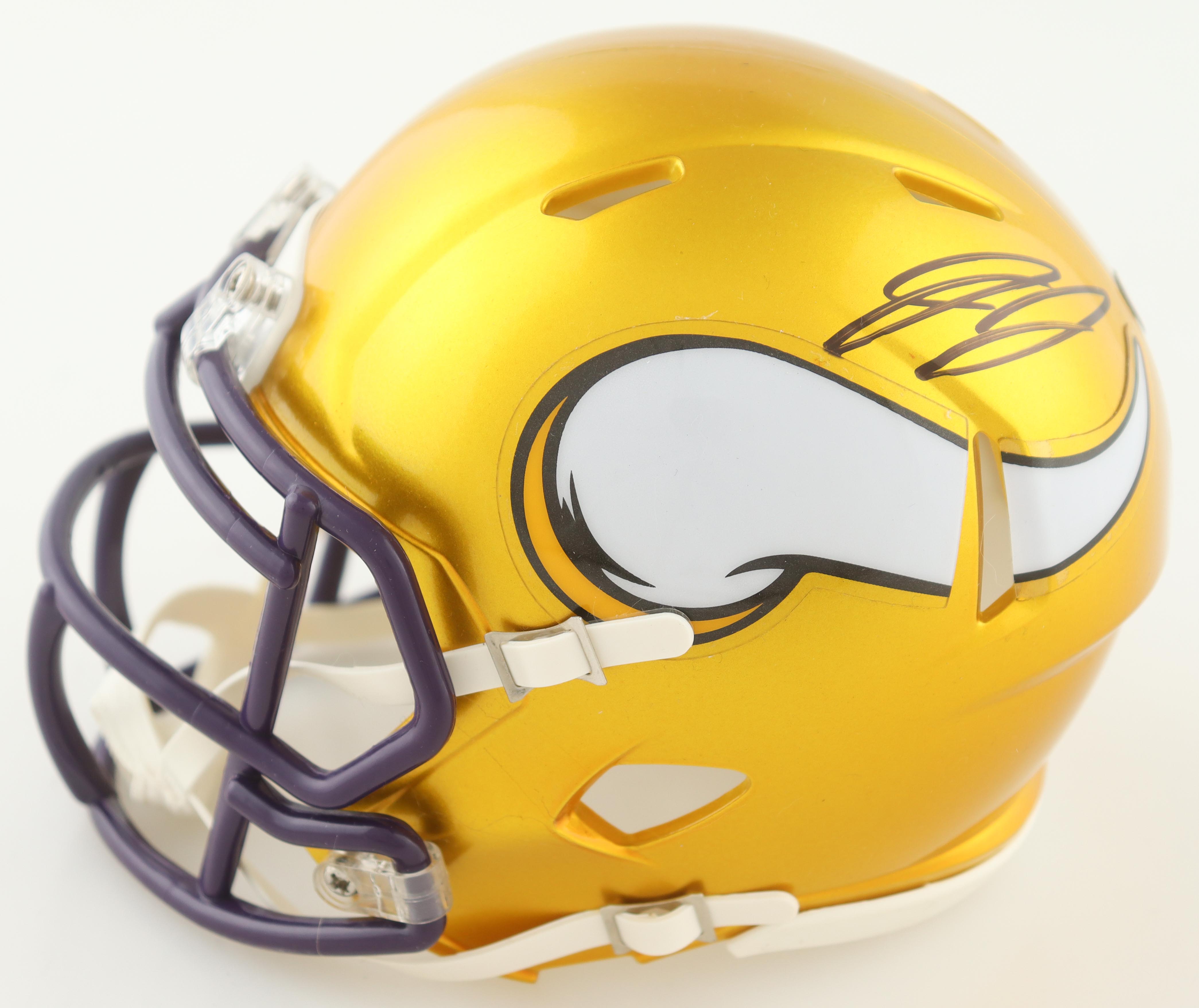 Jordan Addison Signed Vikings Flash Alternate Speed Mini Helmet (Beckett) at PristineAuction.com Jordan Addison Signed Vikings Flash Alternate Speed Mini Helmet (Beckett) at PristineAuction.com