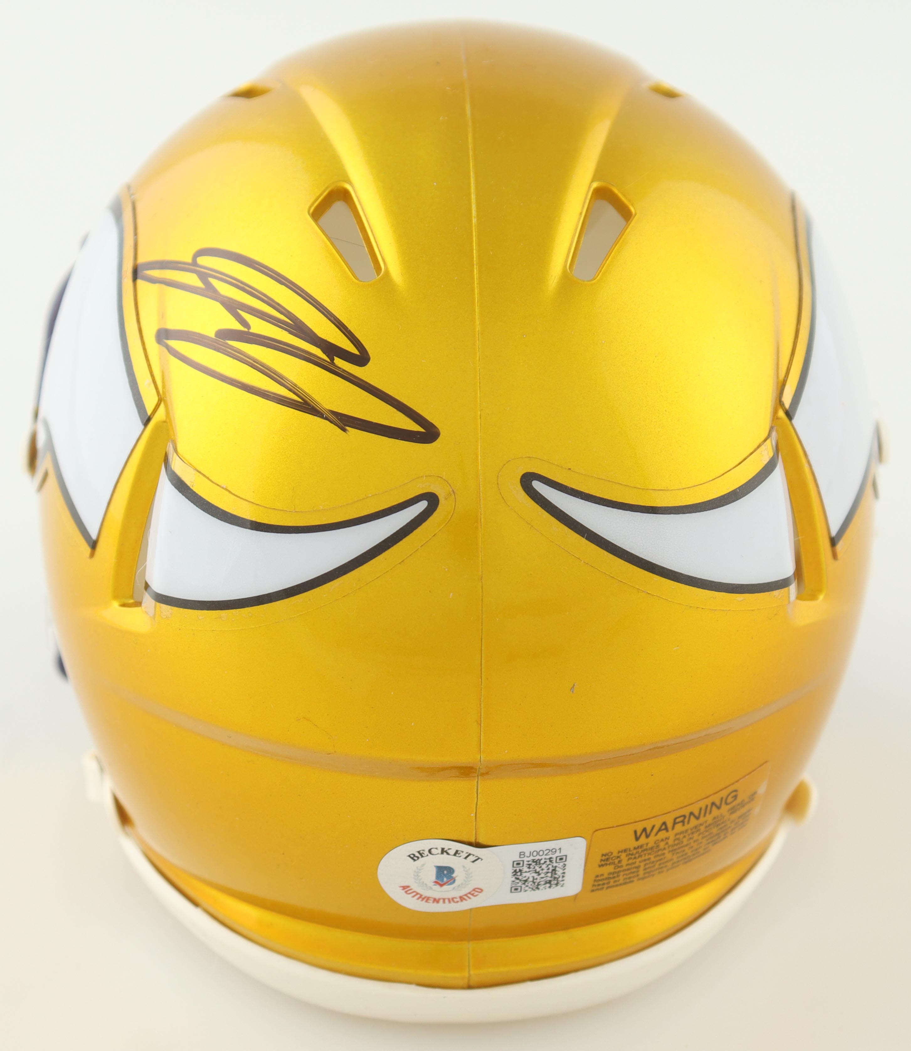 Jordan Addison Signed Vikings Flash Alternate Speed Mini Helmet (Beckett) at PristineAuction.com Jordan Addison Signed Vikings Flash Alternate Speed Mini Helmet (Beckett) at PristineAuction.com