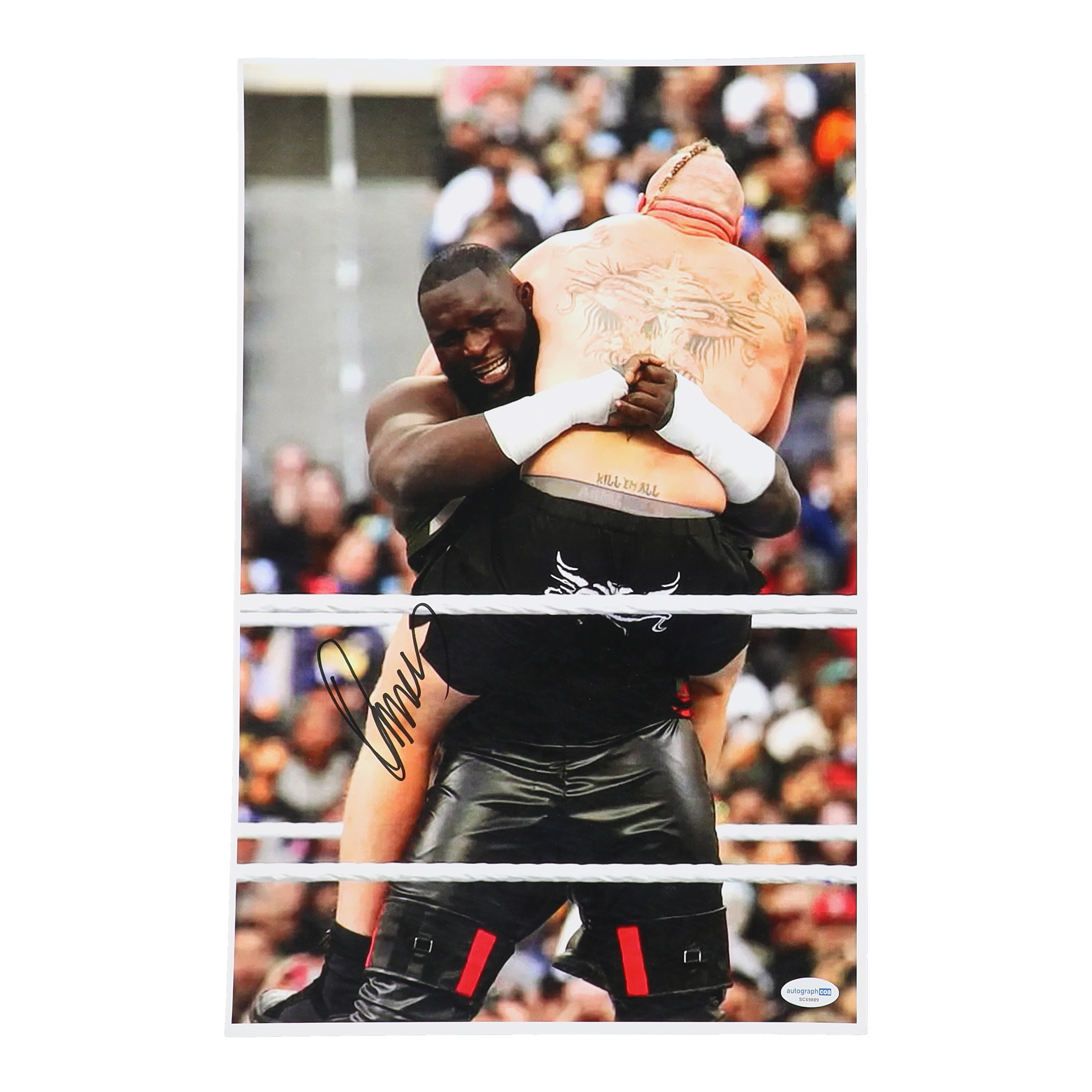 Omos Signed WWE 11x17 Photo (ACOA) at PristineAuction.com Omos Signed WWE 11x17 Photo (ACOA) at PristineAuction.com