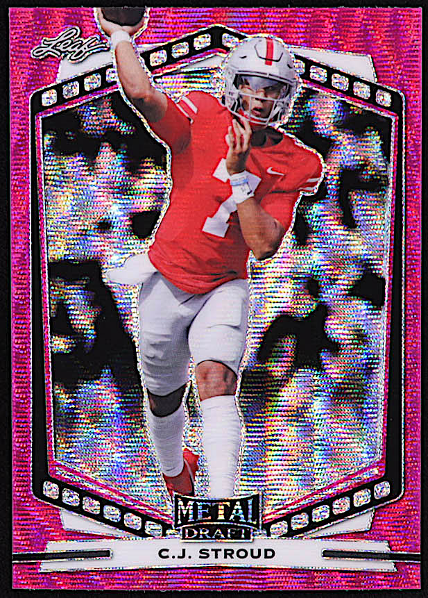 C.J. Stroud 2022 Leaf Draft and Prospects Metal Wave Pink #BCJS RC at PristineAuction.com C.J. Stroud 2022 Leaf Draft and Prospects Metal Wave Pink #BCJS RC at PristineAuction.com